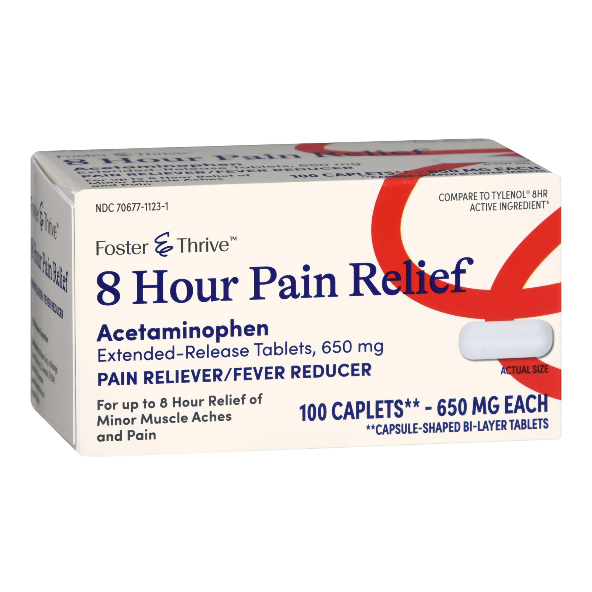 Foster & Thrive 8 hours Pain Relief 650 mg Strength Acetaminophen Capsule - Bottle of 100 - Main image
