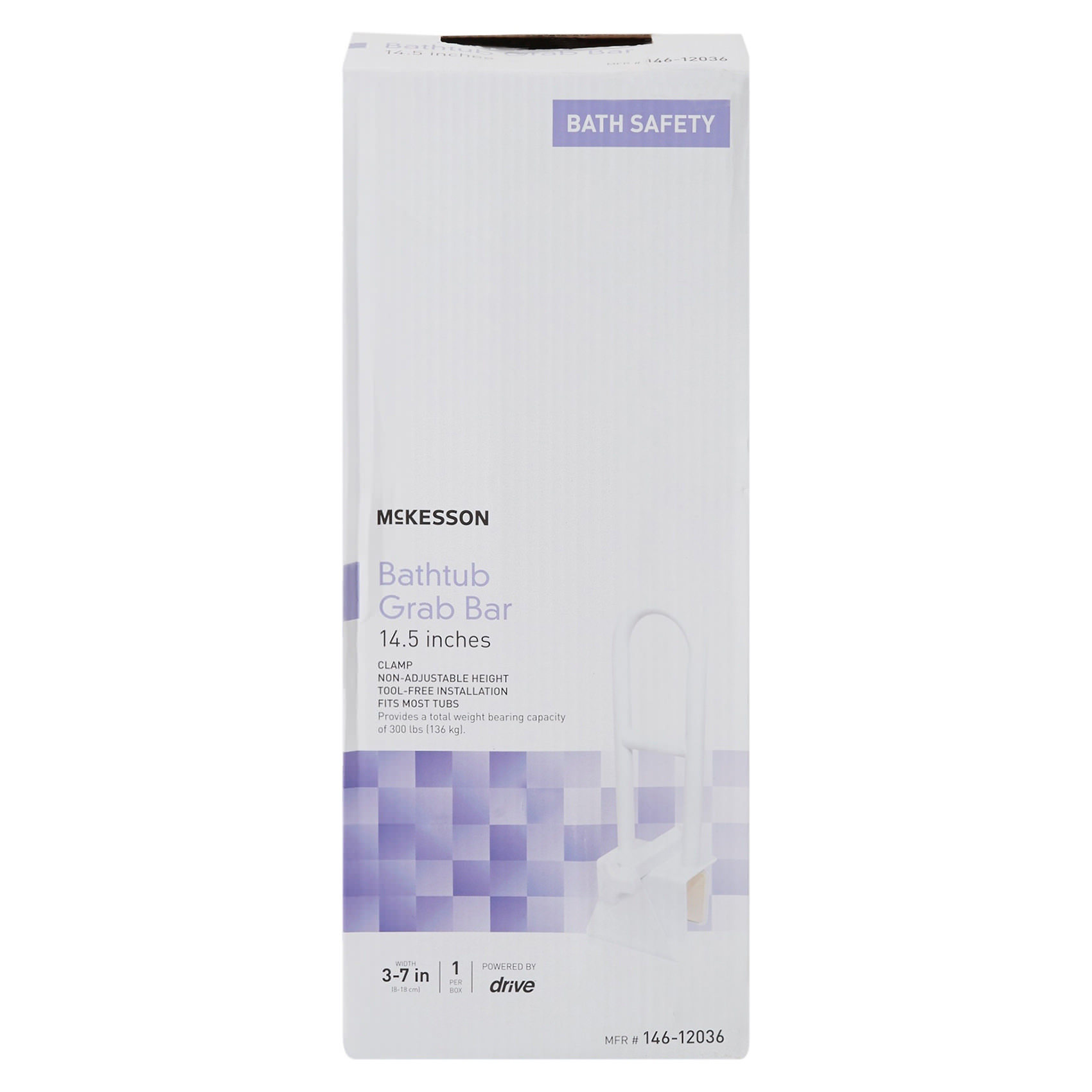 McKesson Smooth Handle Bathtub Grab Bar, White thumbnail 3