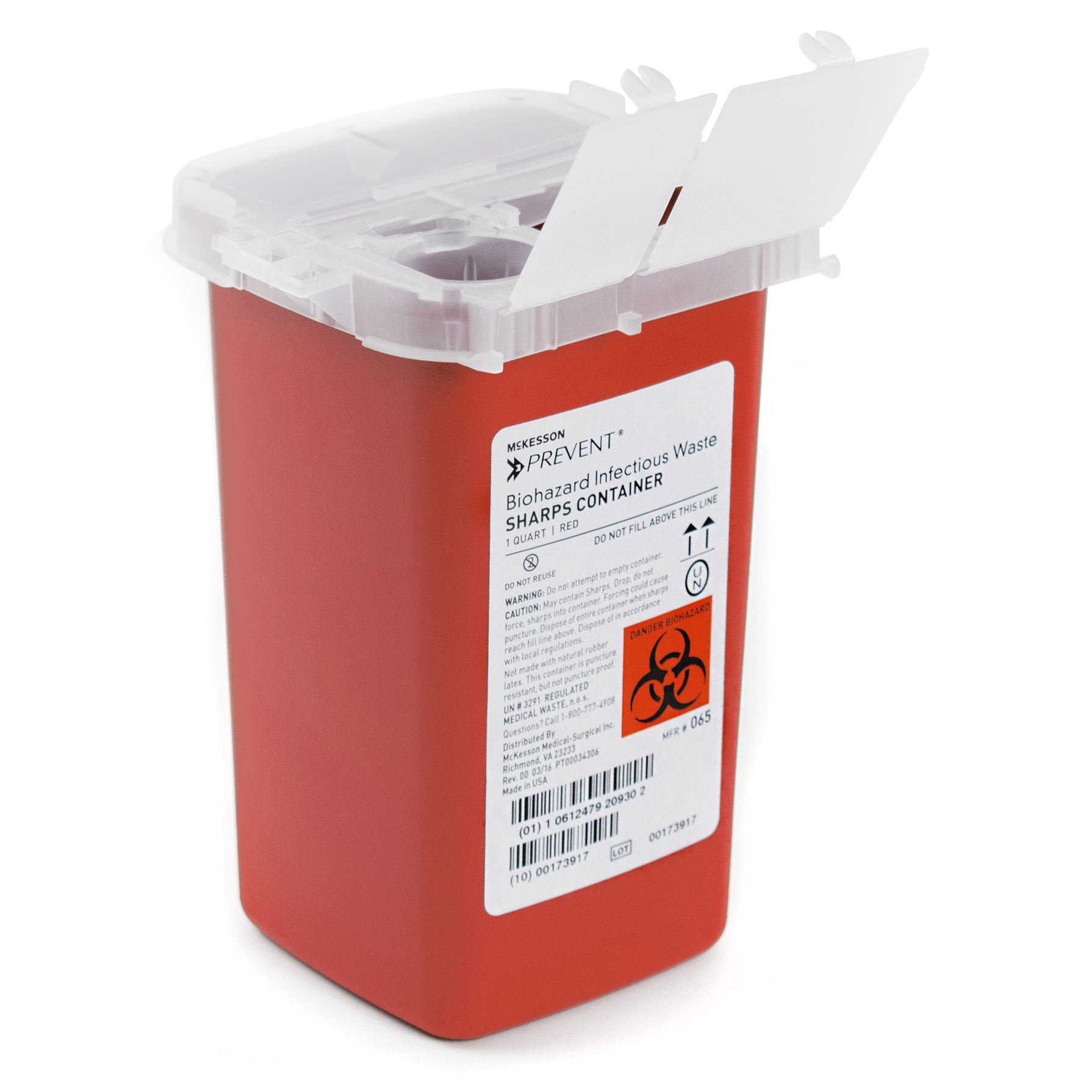 McKesson Prevent Red Base Sharps Container | Vertical Entry