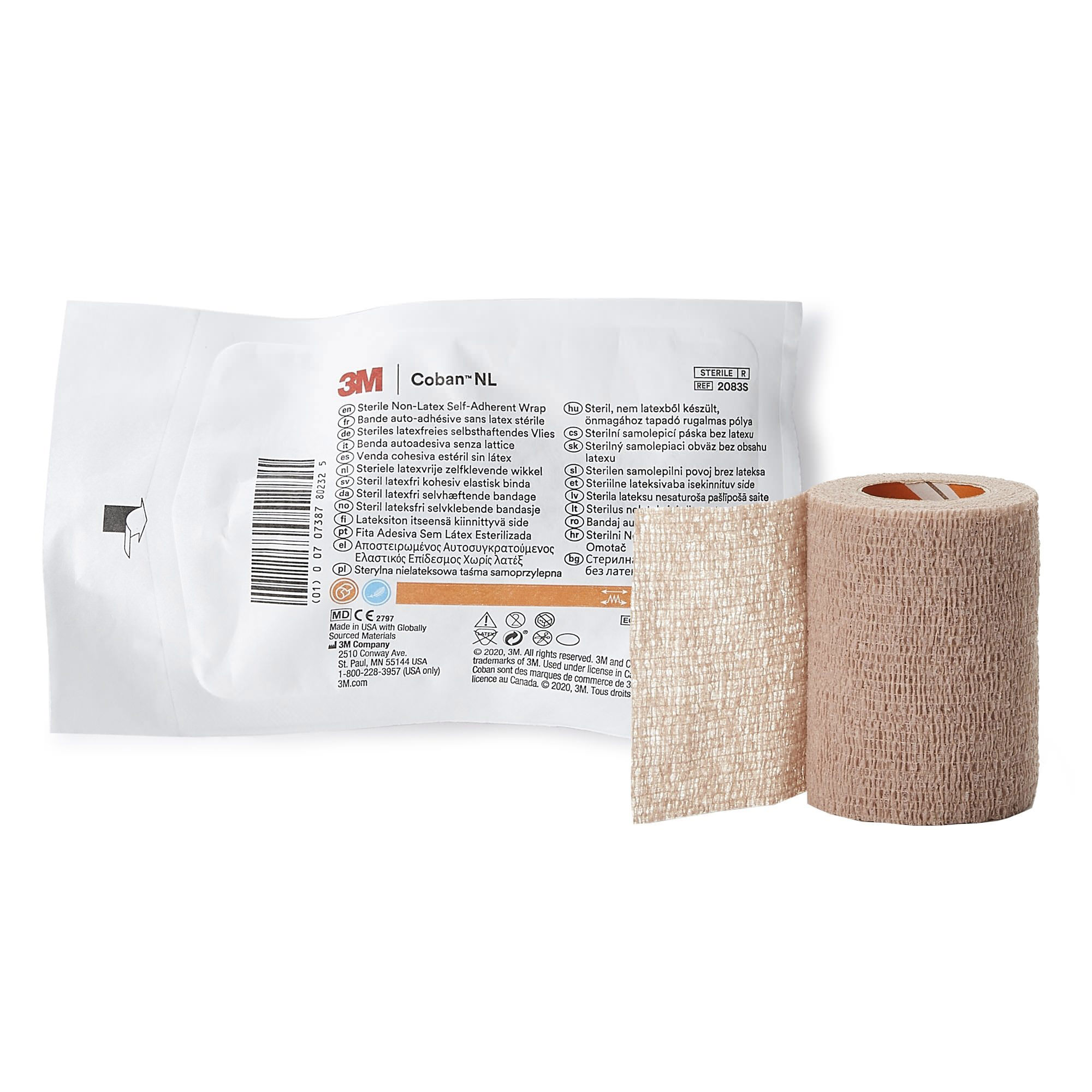 3M Coban LF Sterile Cohesive Bandage, Tan - Main image
