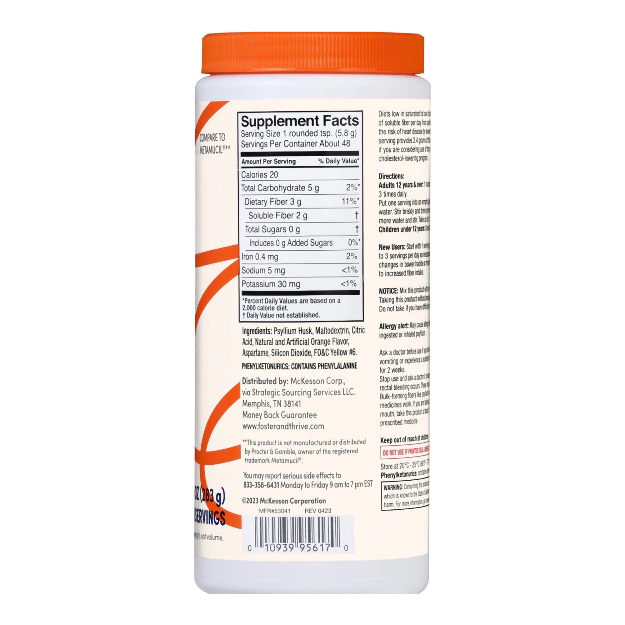 Foster & Thrive Psyllium Husk Fiber Supplement Powder thumbnail 2