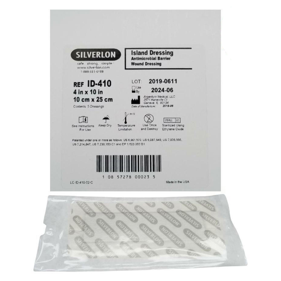 silverlon dressing Wound Contact Dressings - Multi-Layer, Sterile, Non-Adherent - Silver-Plated Dressings for Wound Care and Injuries Silverlon Island Dressing - G&N