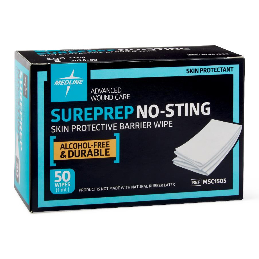 SurePrep No-Sting Skin Protective Barrier Wipes - Box of 50