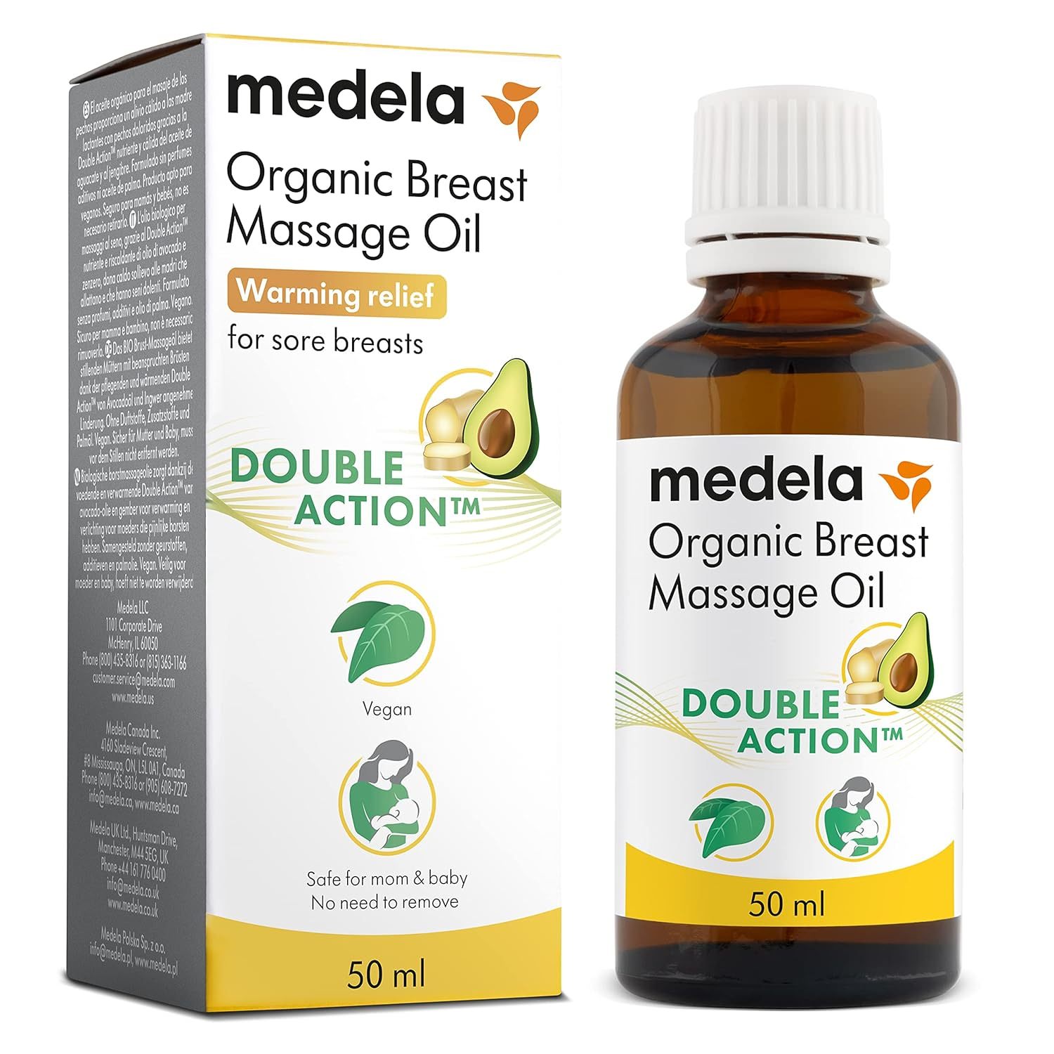 Medela Organic Breastfeeding Massage Oil, 50mL - Case of 5 - Main image