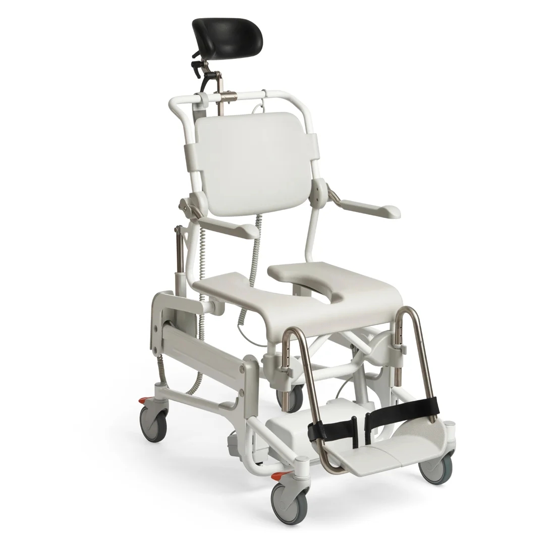 Etac Alto powered height adjustable and tilt mobile shower commode chair thumbnail 6