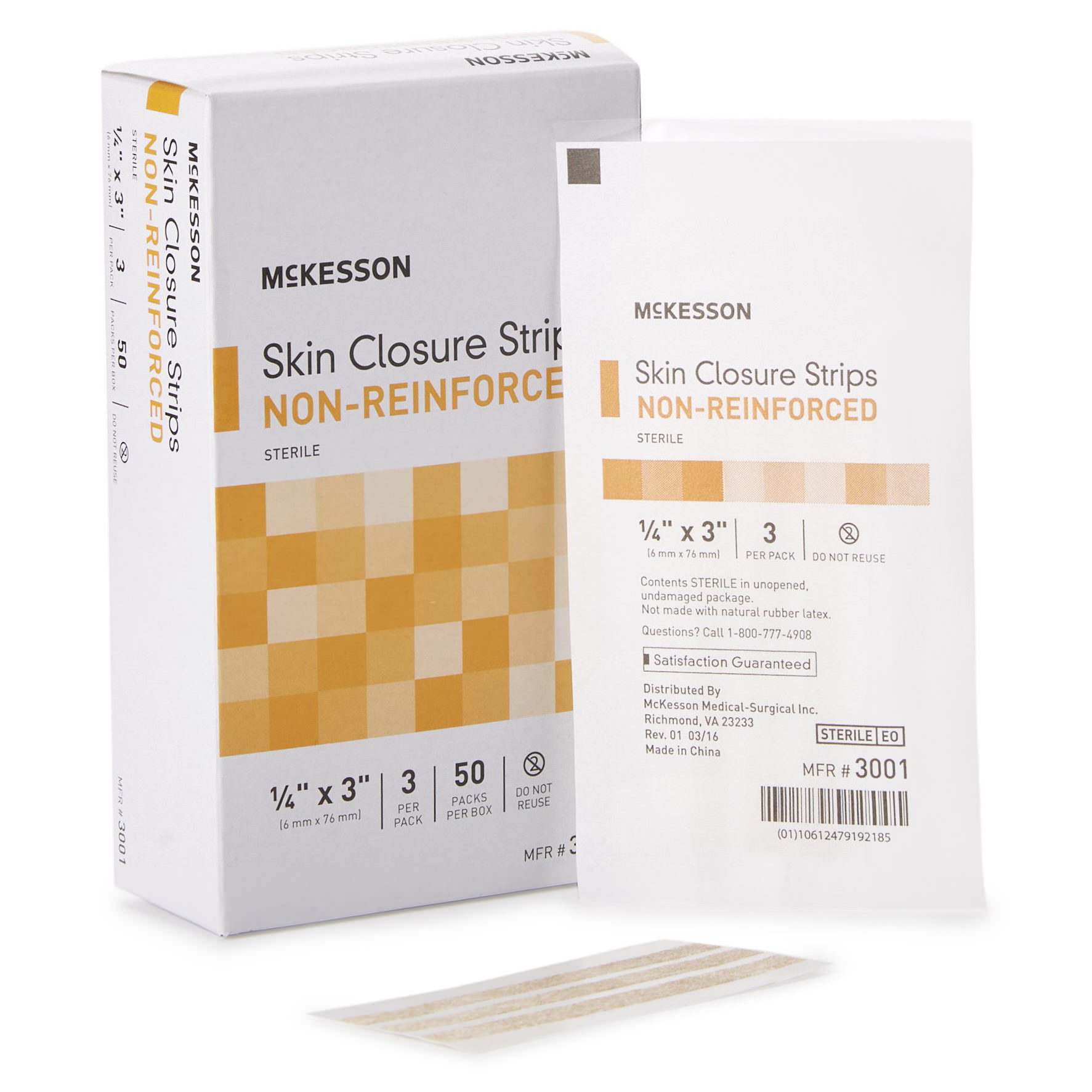 McKesson Skin Closure Strip 1/4 x 3 Inch, Sterile - Main image