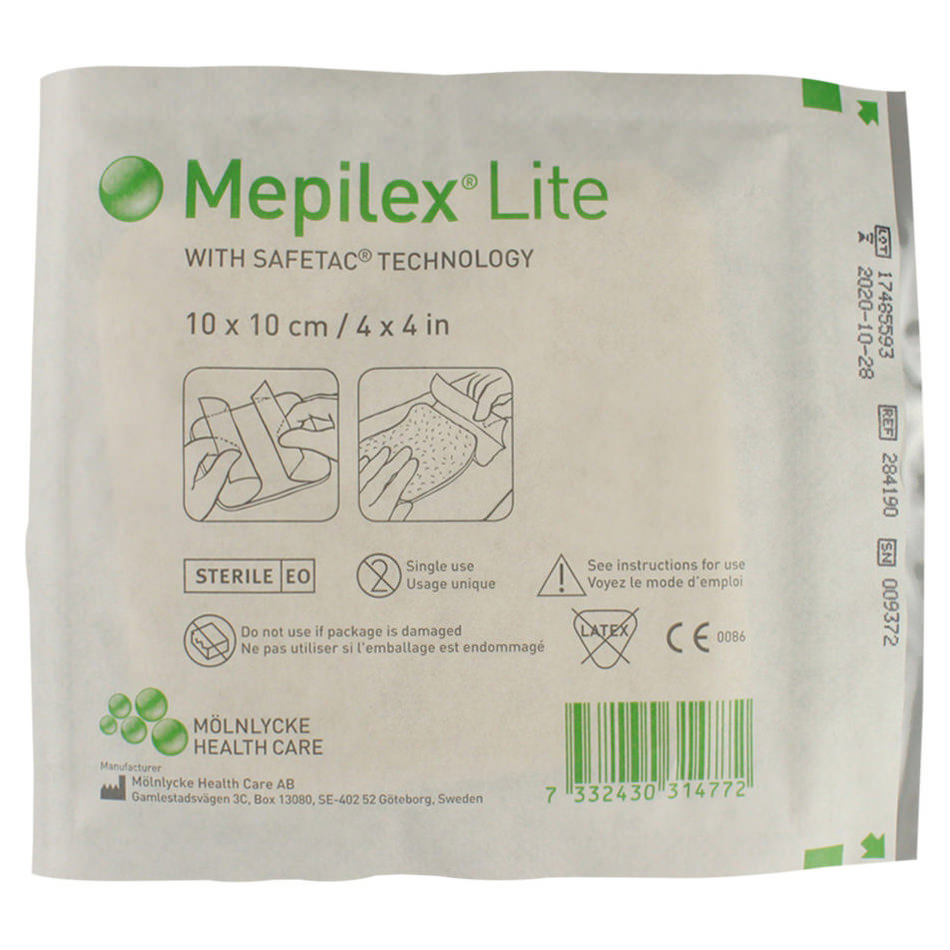 Mepilex Lite 4x4 Inch Foam Dressing - Thin Silicone Wound Care