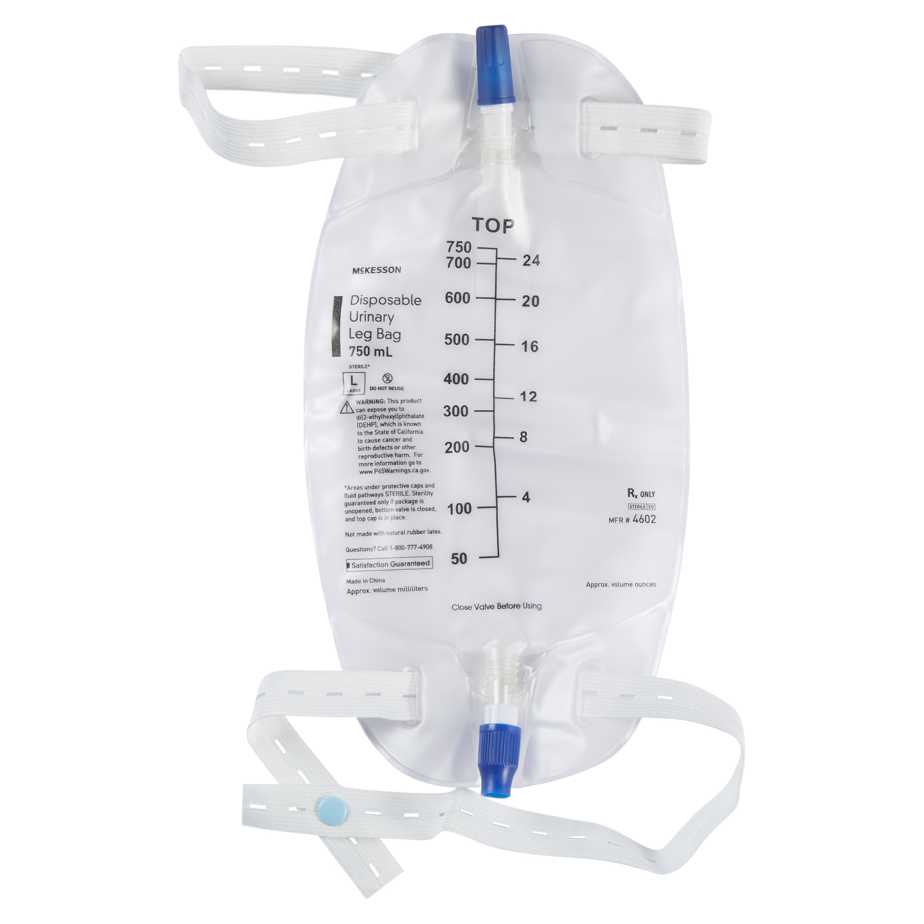 McKesson Disposable Urinary Leg Bag with Anti-Reflux Valve thumbnail 2
