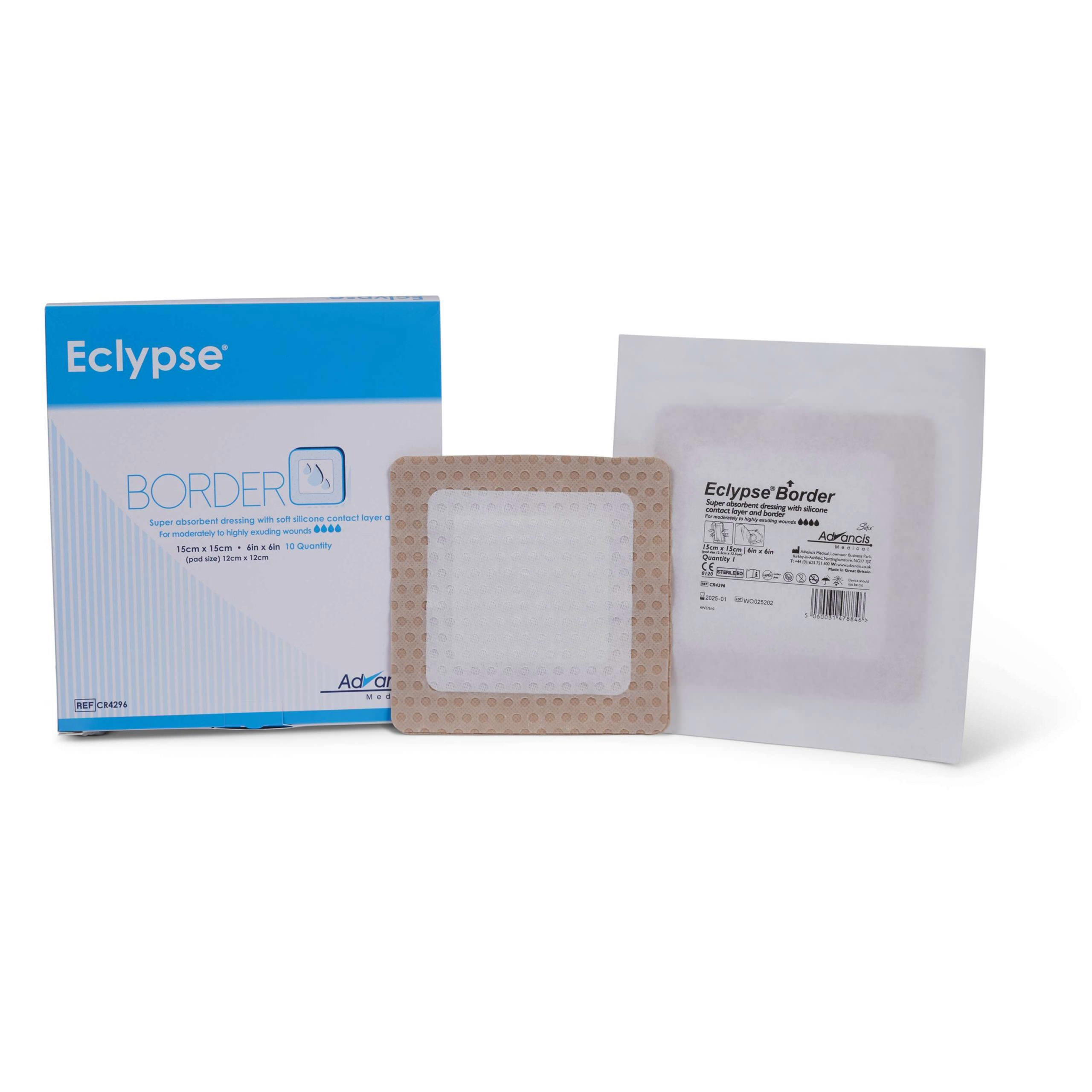 Eclypse Border Super Absorbent Dressing with Soft Silicone Contact Layer thumbnail 1
