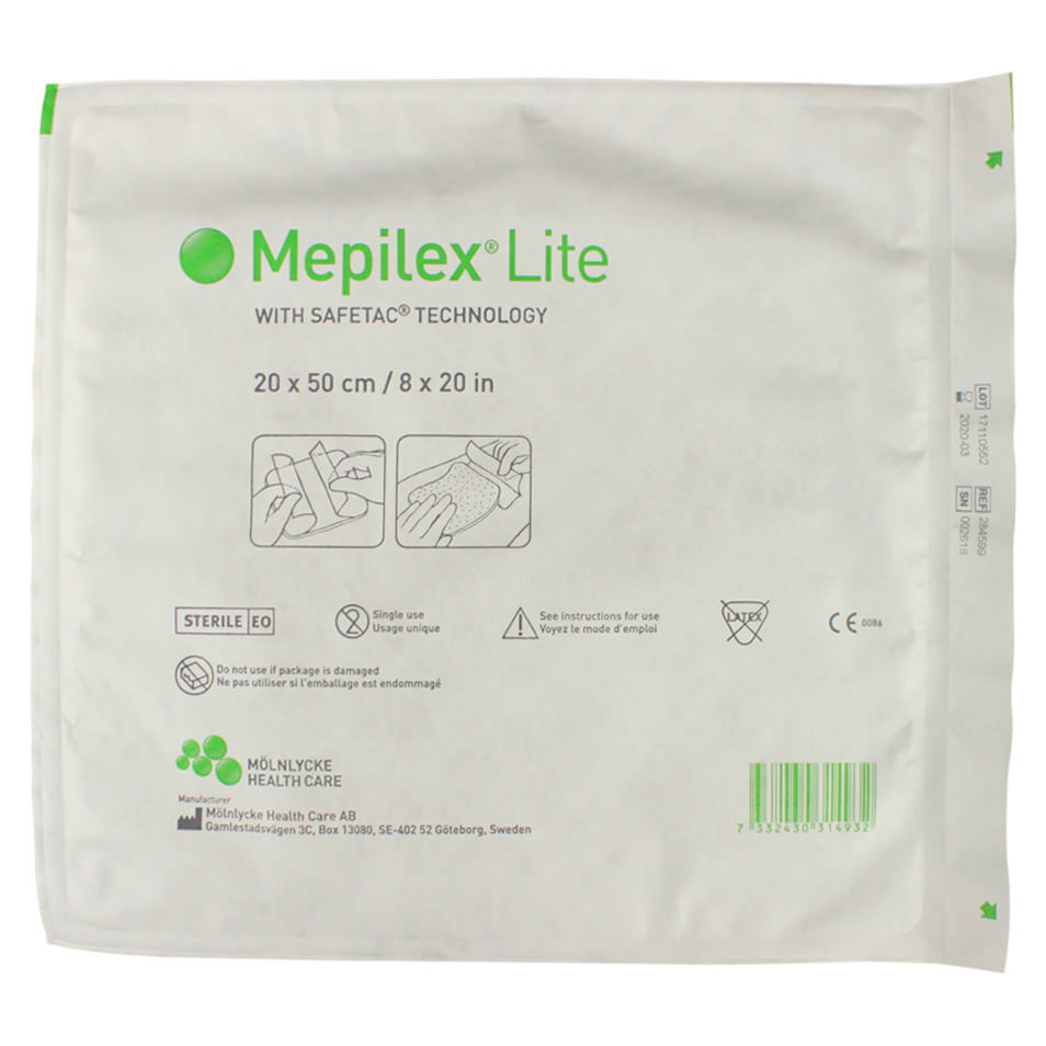 Mepilex Lite Thin Non Bordered Foam Dressing With Silicone Adhesive