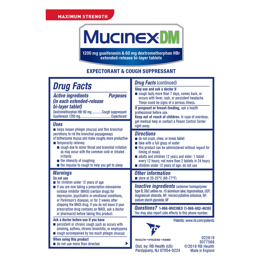 Mucinex DM Maximum Strength Extended-Release Bi-Layer Tablets thumbnail 4