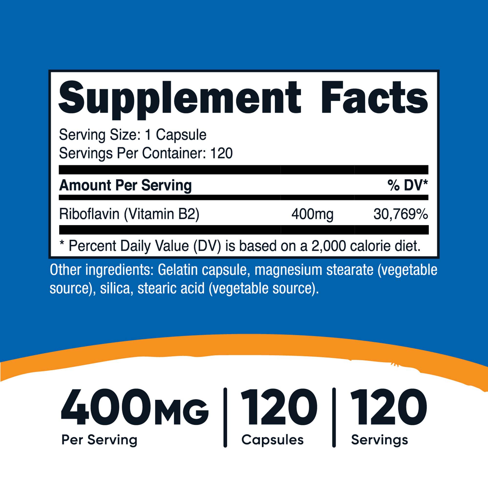 Nutricost Vitamin B2 Riboflavin Capsules thumbnail 3