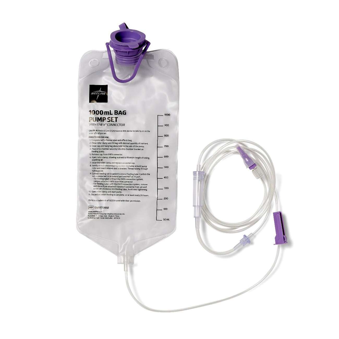 Medline EntraFlo Enteral Feeding Pump Bag Set with ENFit Connector thumbnail 1