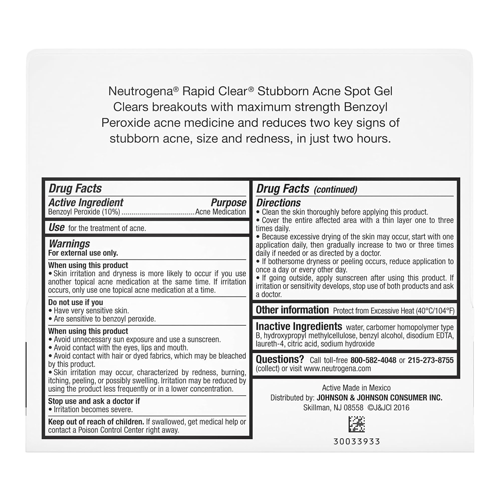 Neutrogena Rapid Clear Stubborn Acne Spot Gel 1 oz - Each thumbnail 3