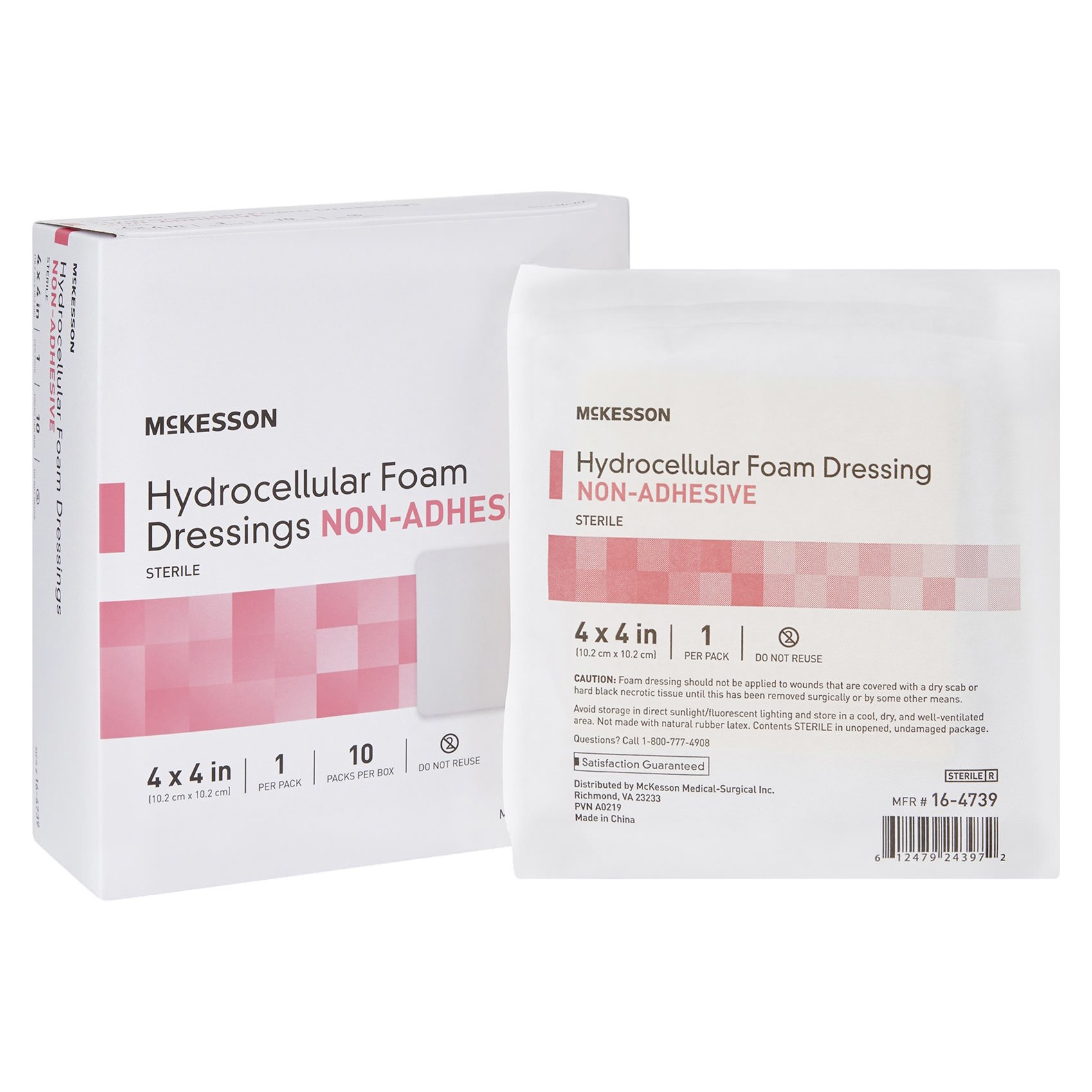 McKesson Foam Dressing Film Backing White 4 x 4 Inch 4 x 4 Inch Pad - Main image