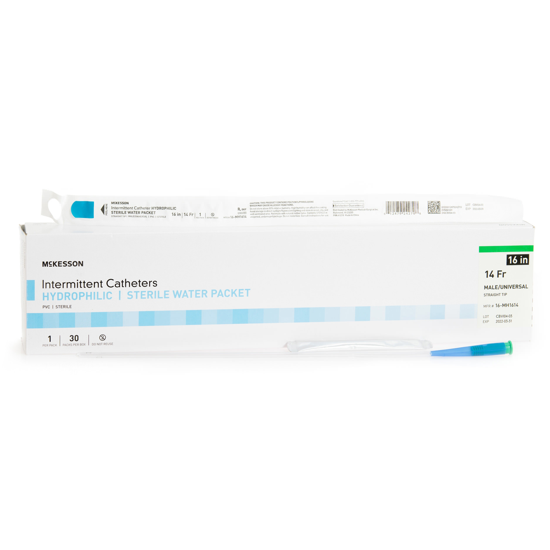 McKesson Intermittent Catheter with Hydrophilic Coating For Men