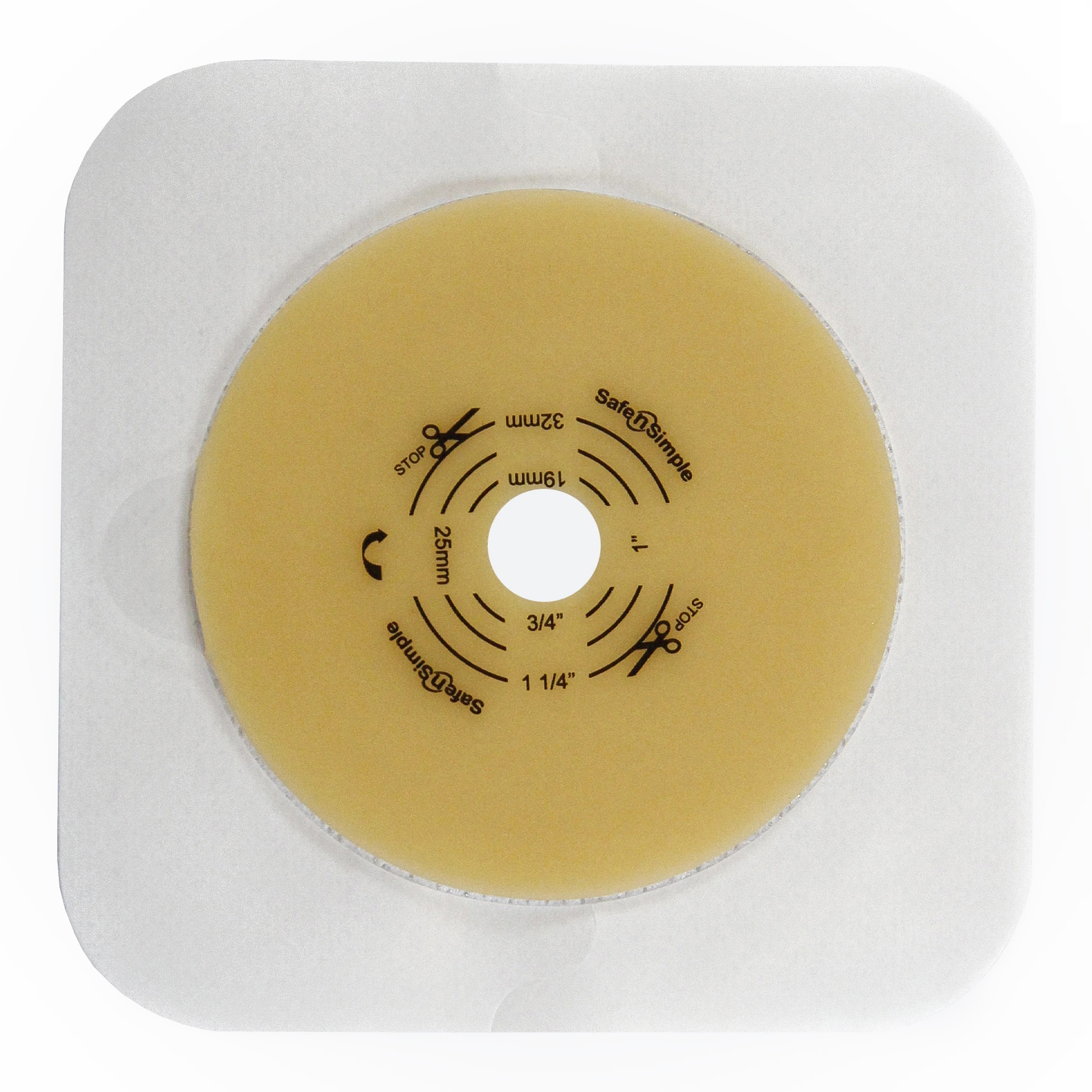 Safe n Simple Ostomy Barrier with Tape Collar, 5 x 5 Inch