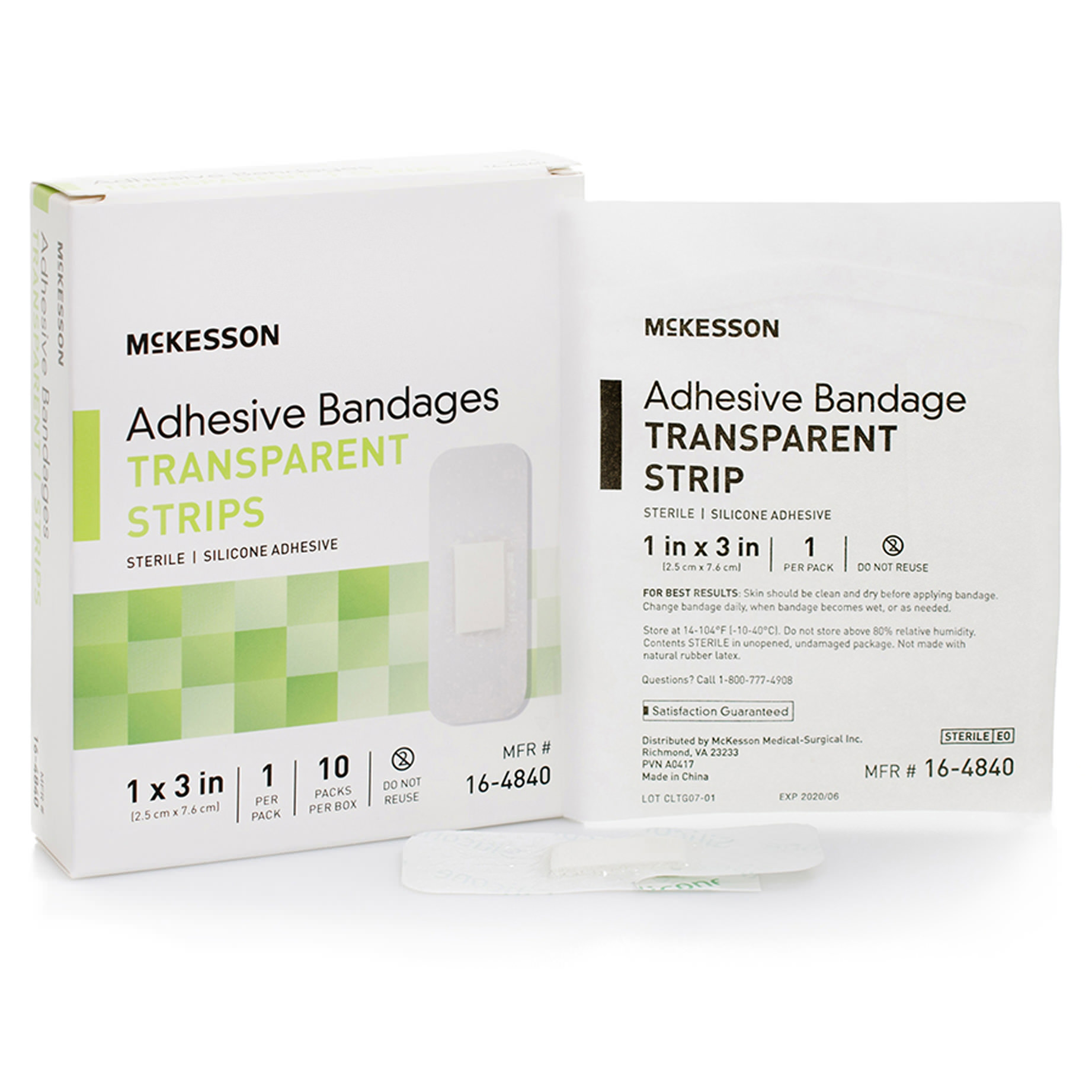 McKesson Adhesive Strip Sheer 1 x 3 Inch Rectangle Sterile - Main image