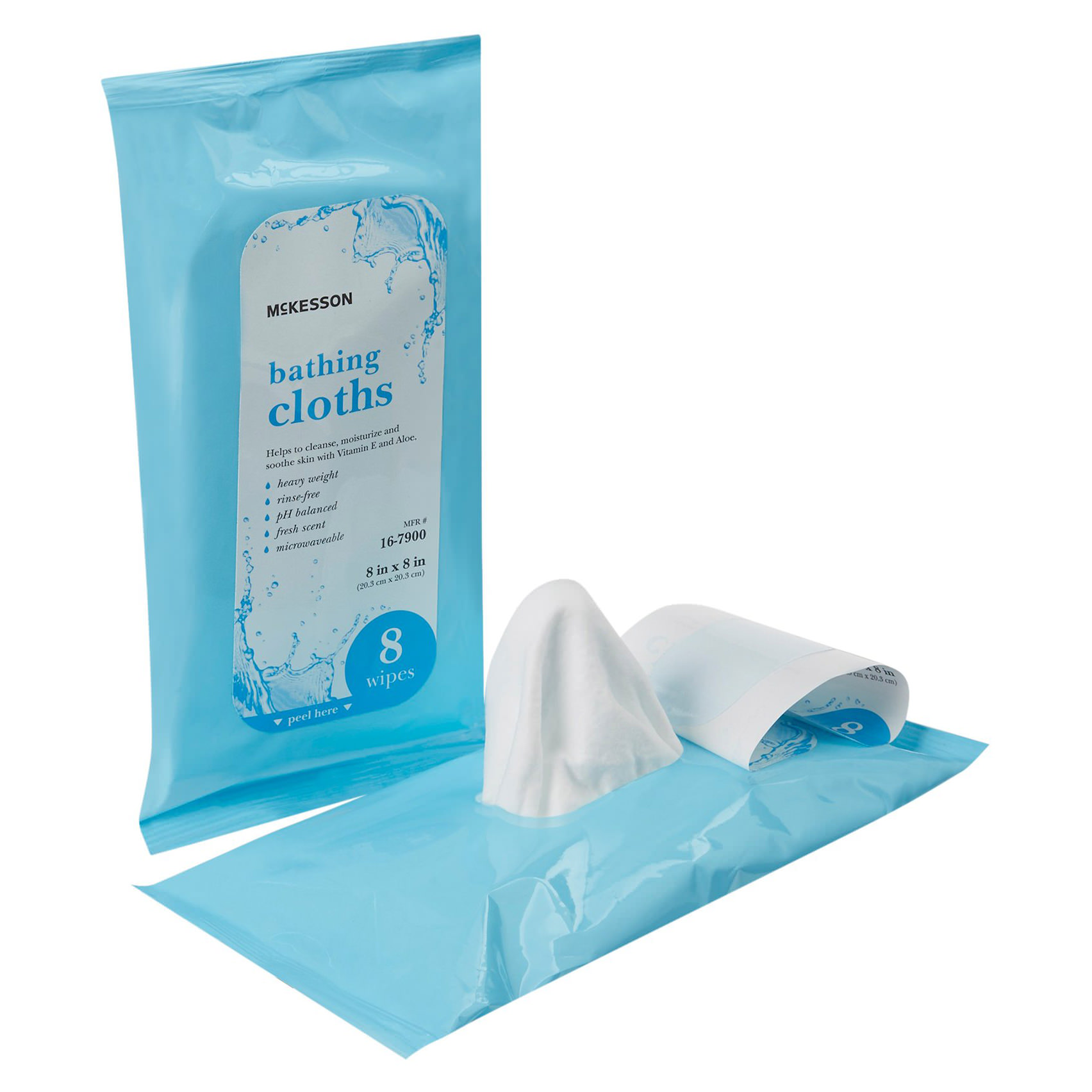 McKesson Rinse-Free Bath Wipe Soft Pack 8 x 8 Inch NonSterile - Main image