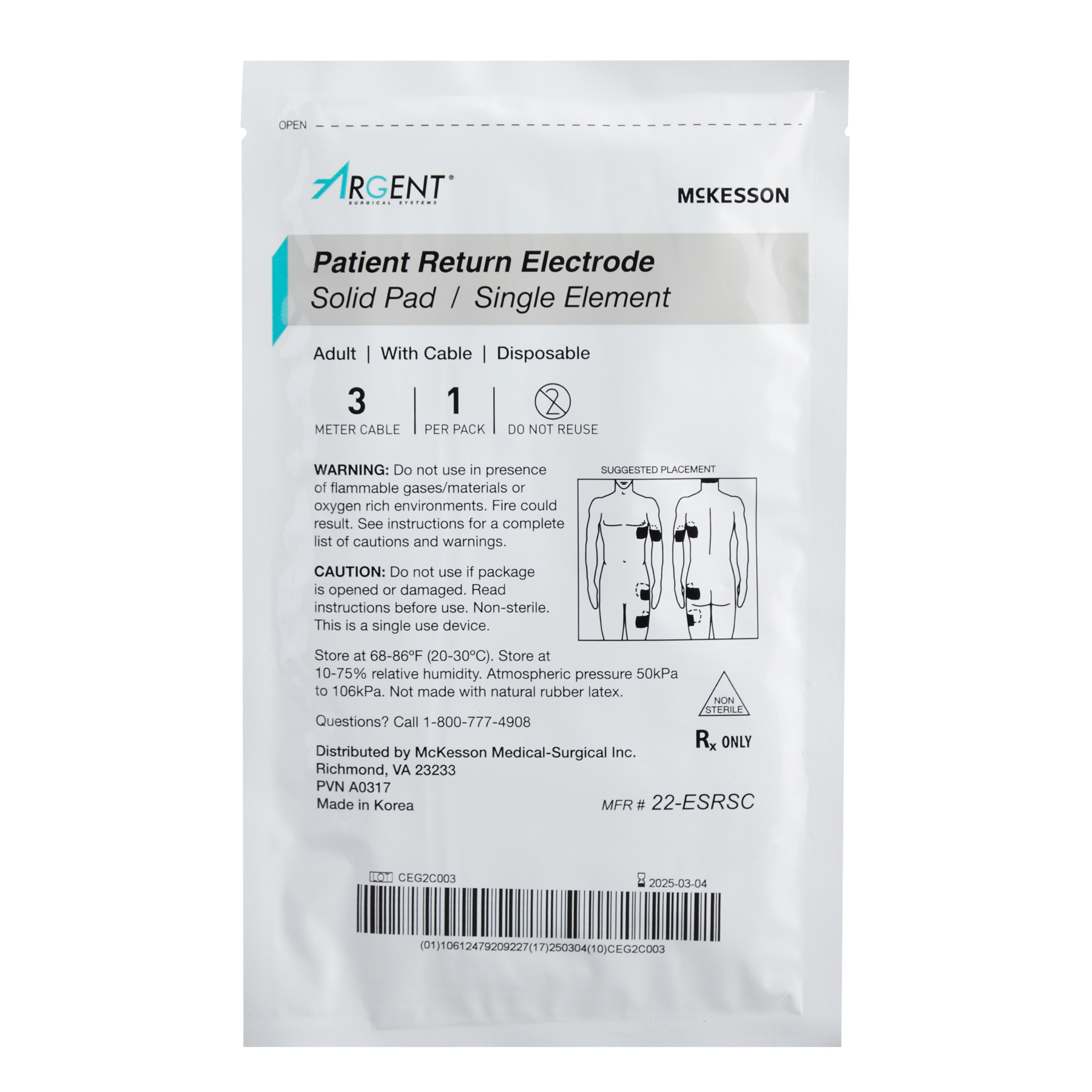 McKesson Argent Patient Return Electrode thumbnail 2