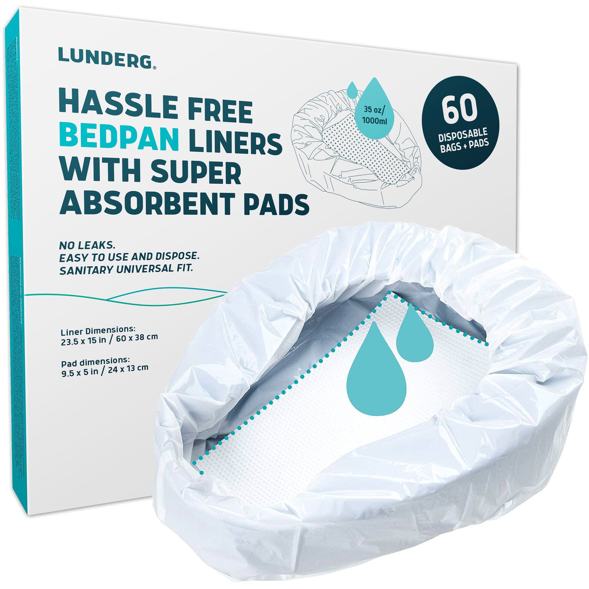 Lunderg Bedpan Liners with Super Absorbent Pads thumbnail 1