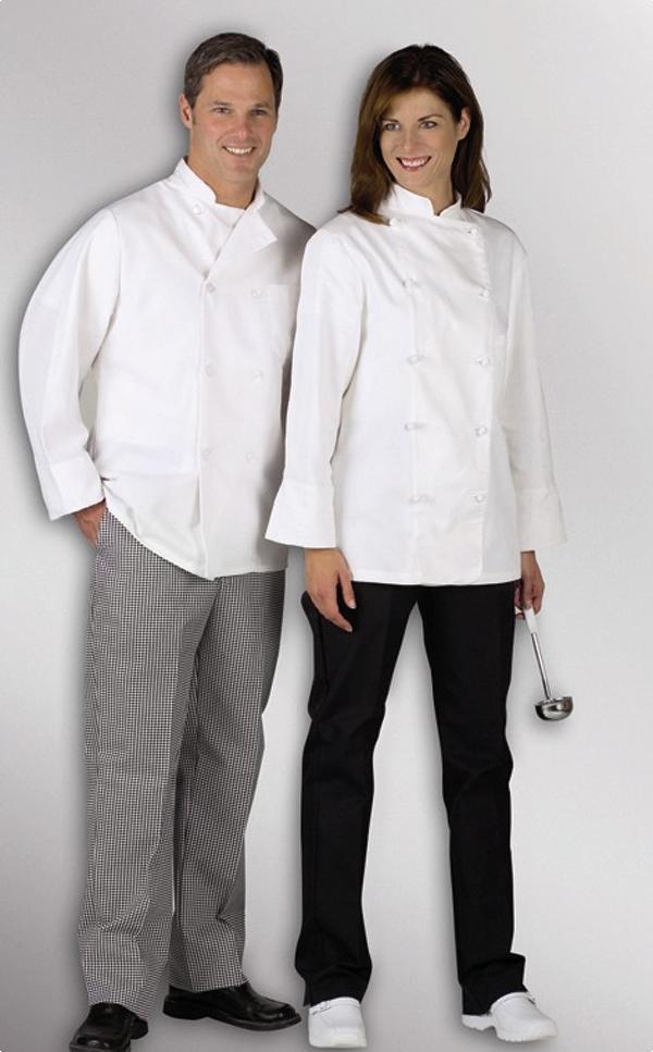 Medline Unisex Long-Sleeved Chef Coat with Plastic Buttons thumbnail 1