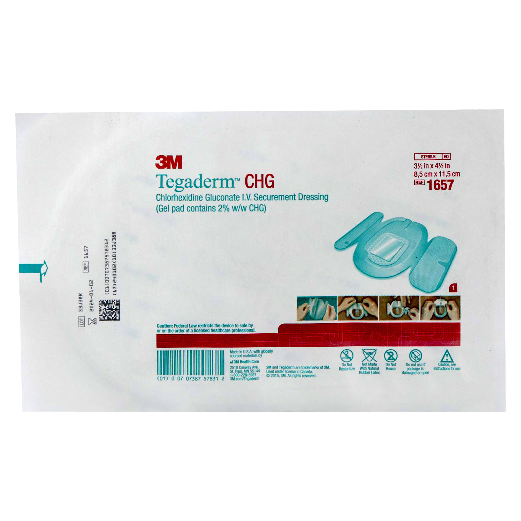 3M Tegaderm CHG I.V. Securement Dressing