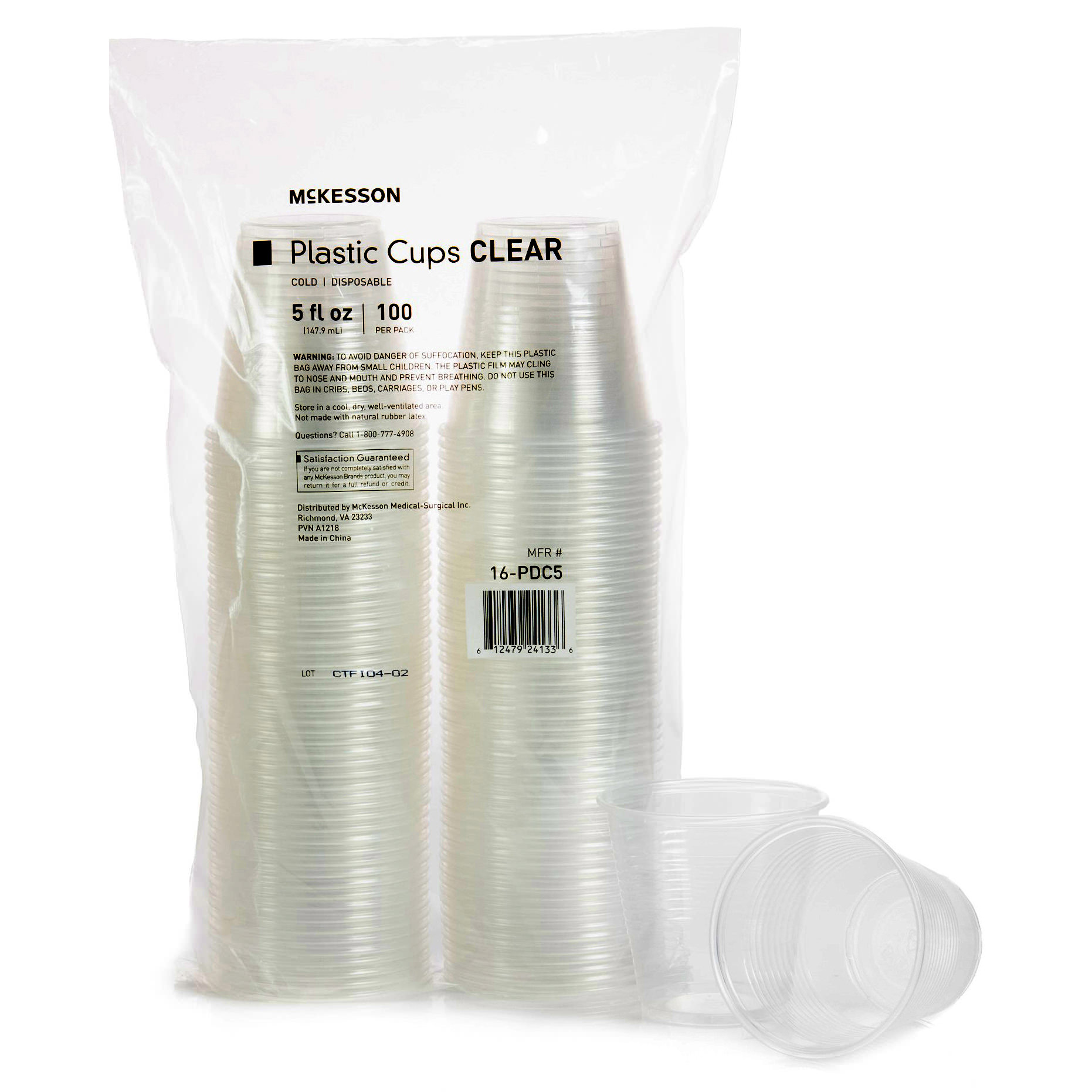McKesson Polypropylene Drinking Cups, 5 oz, Clear