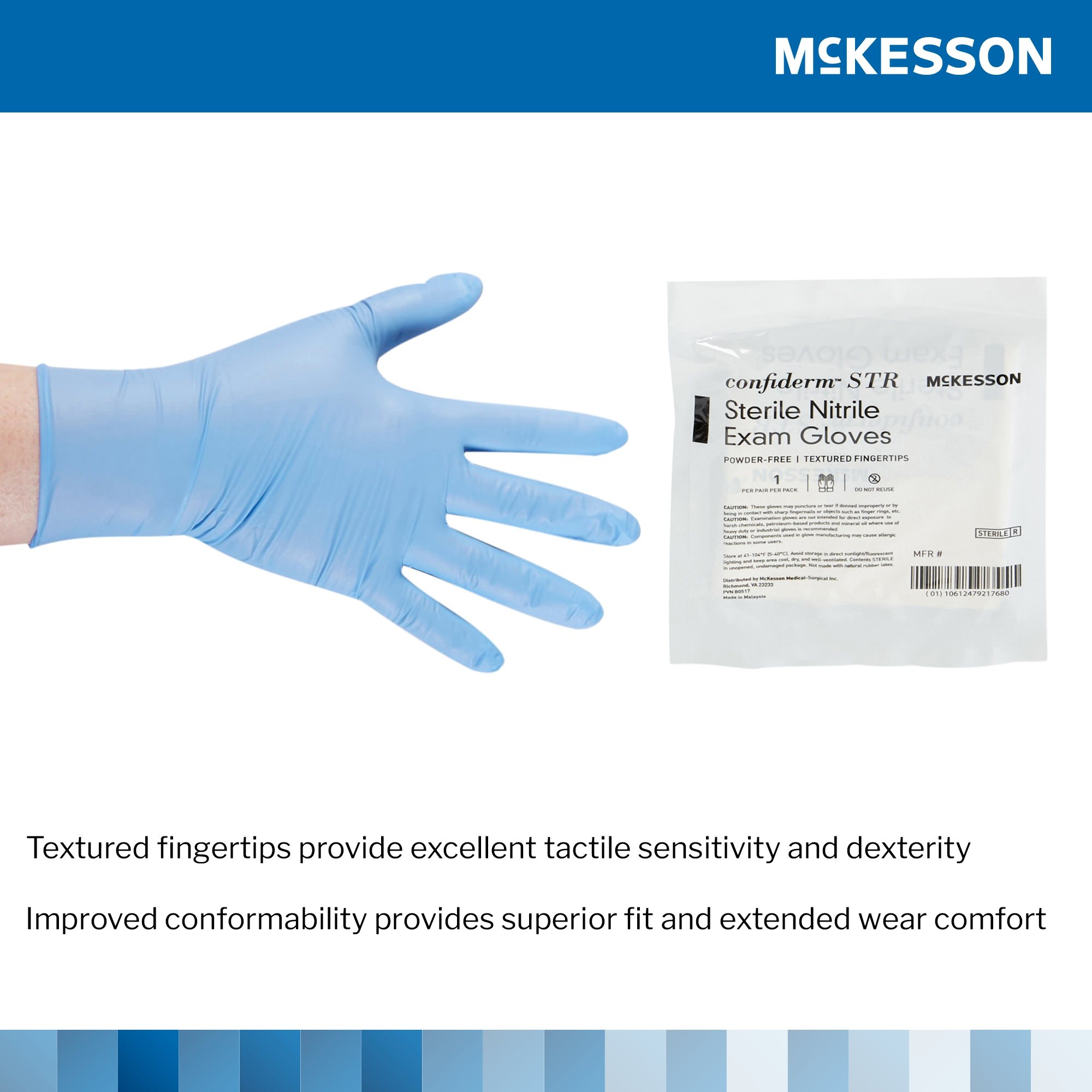 McKesson Confiderm STR Nitrile Powder Free Exam Gloves thumbnail 4