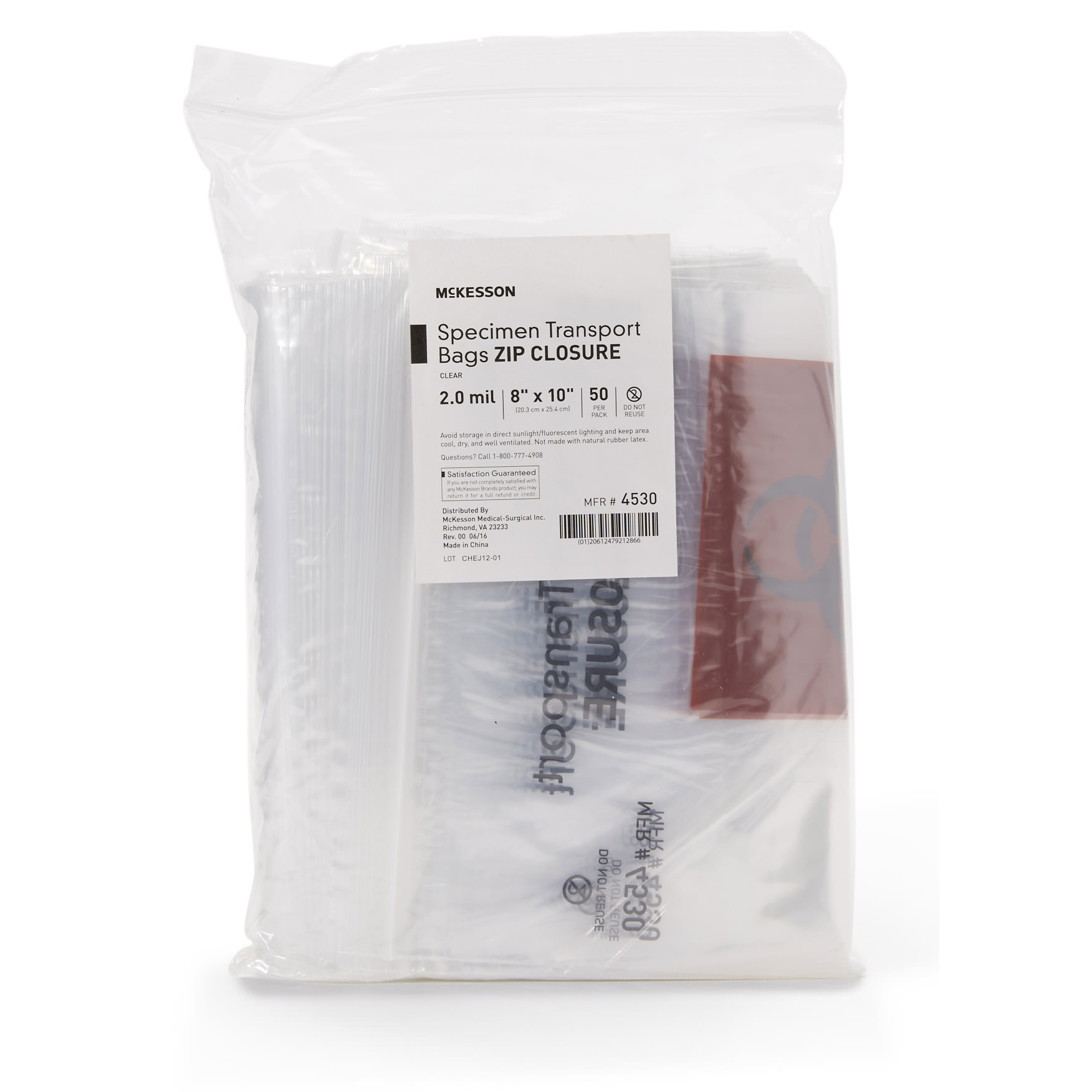 McKesson Specimen Transport Bag with Zip Closure | Lab Use