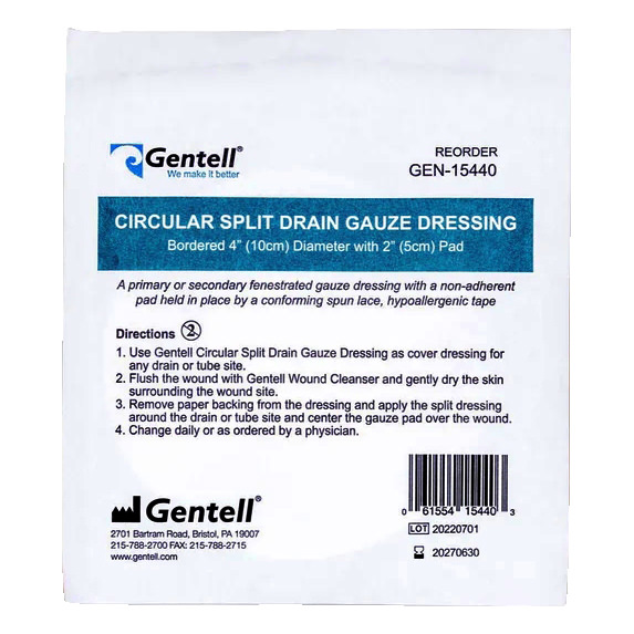 Gentell Circular Split Drain Gauze Dressing thumbnail 2