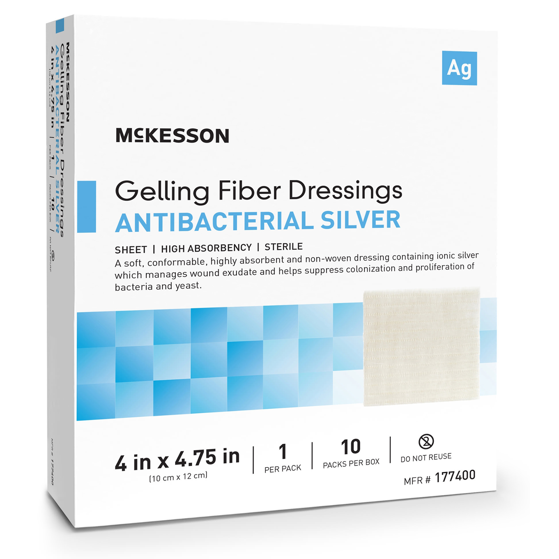 McKesson Silver Gelling Fiber Dressing White Ionic Silver Rectangle Sterile - Main image