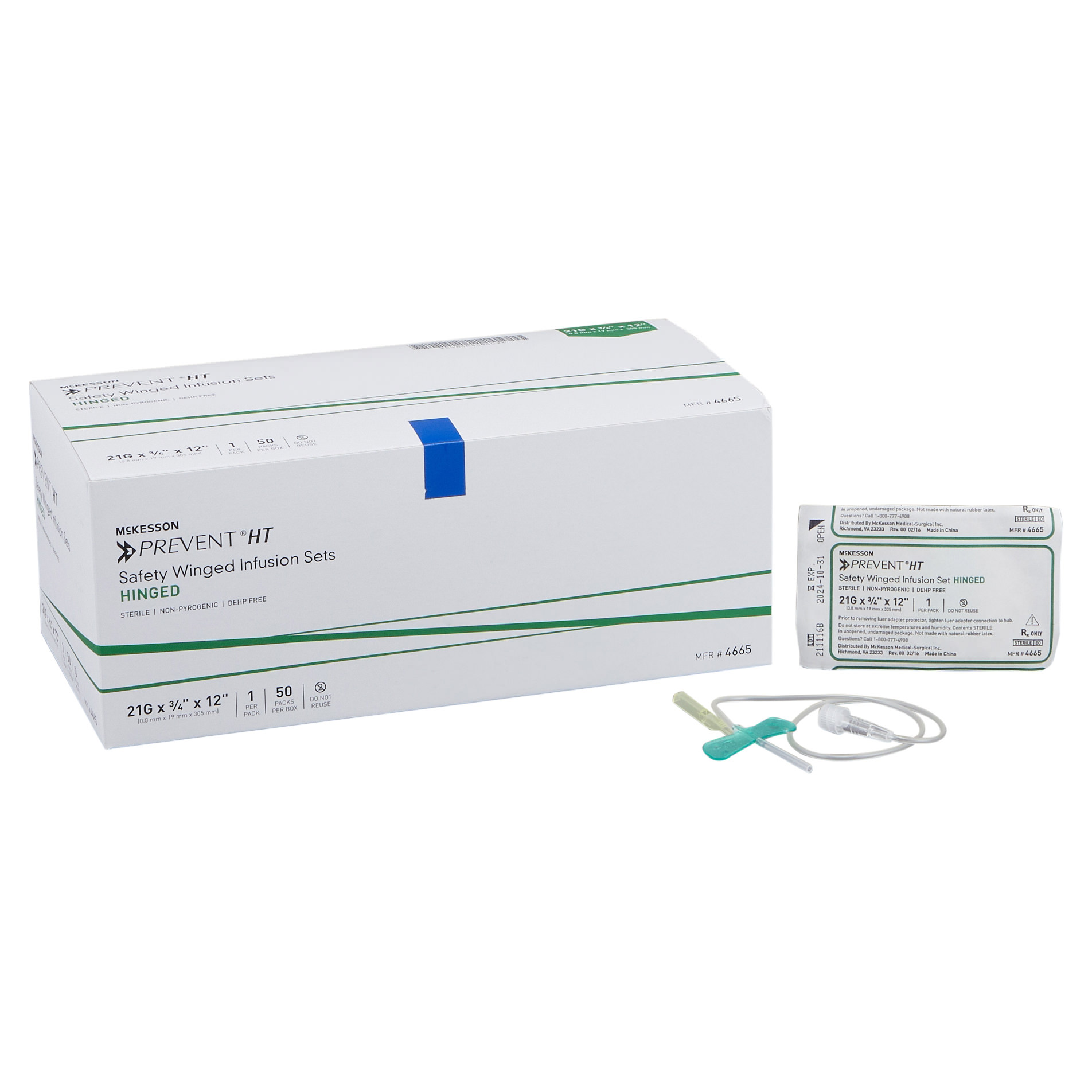 McKesson Prevent Safety Winged Infusion Set 23G 3/4 Inch