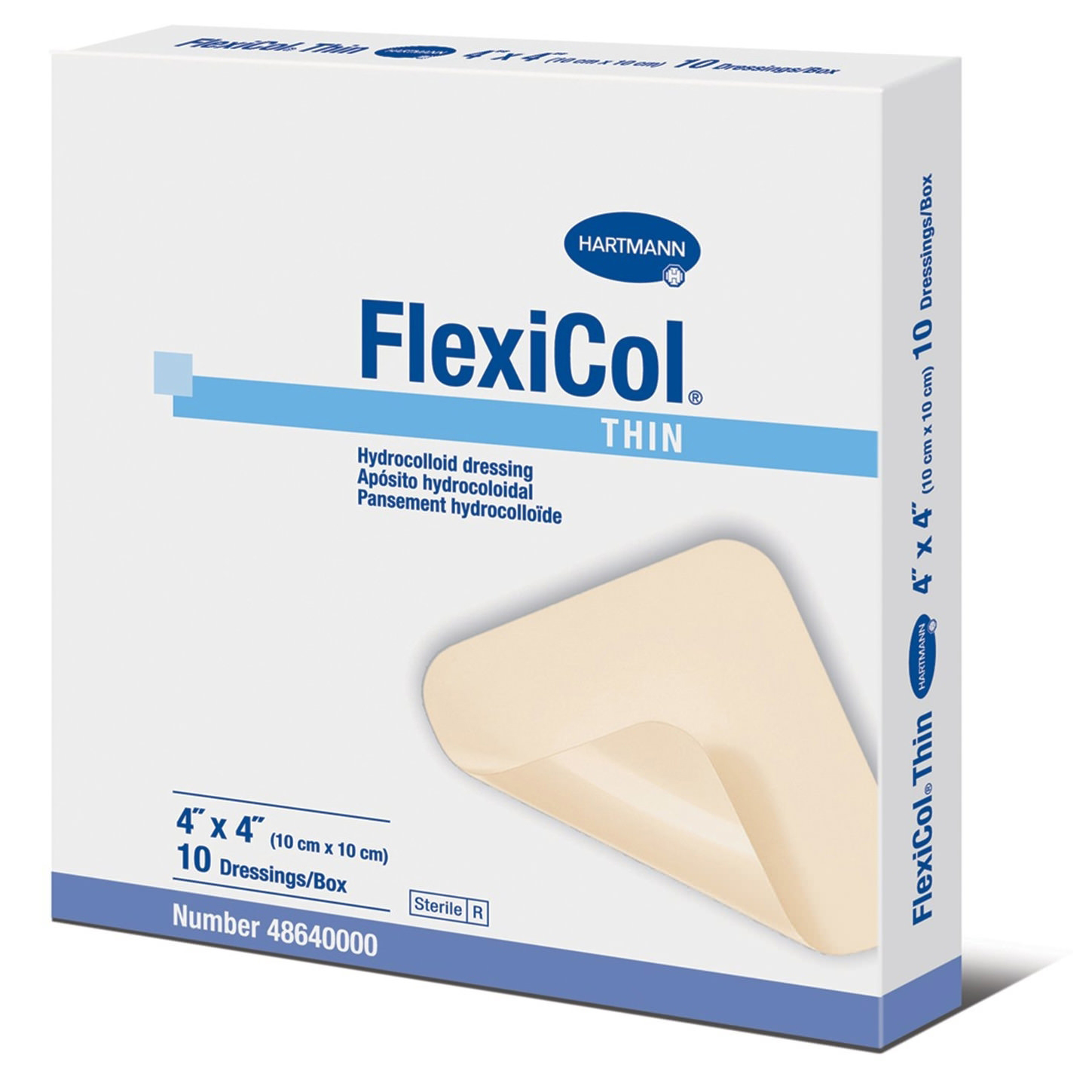 FlexiCol Thin Hydrocolloid Dressing Tan Square Sterile
