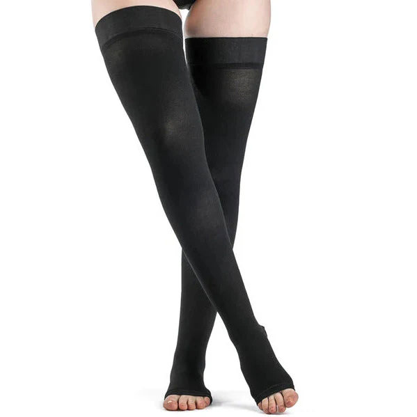 Sigvaris Dynaven Thigh High Compression Stockings, 15-20mmHg, Open Toe thumbnail 1