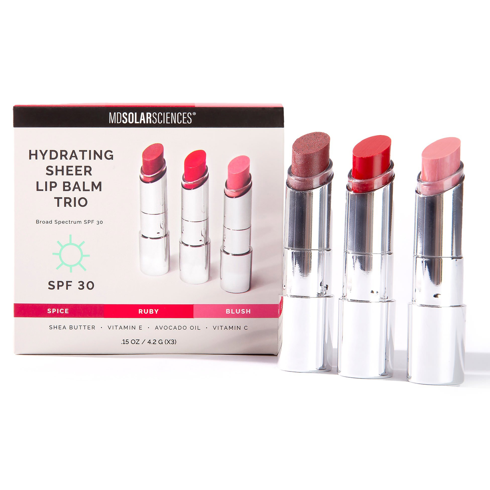 Hydrating Sheer Tinted Lip Balm Trio, 0.15 oz