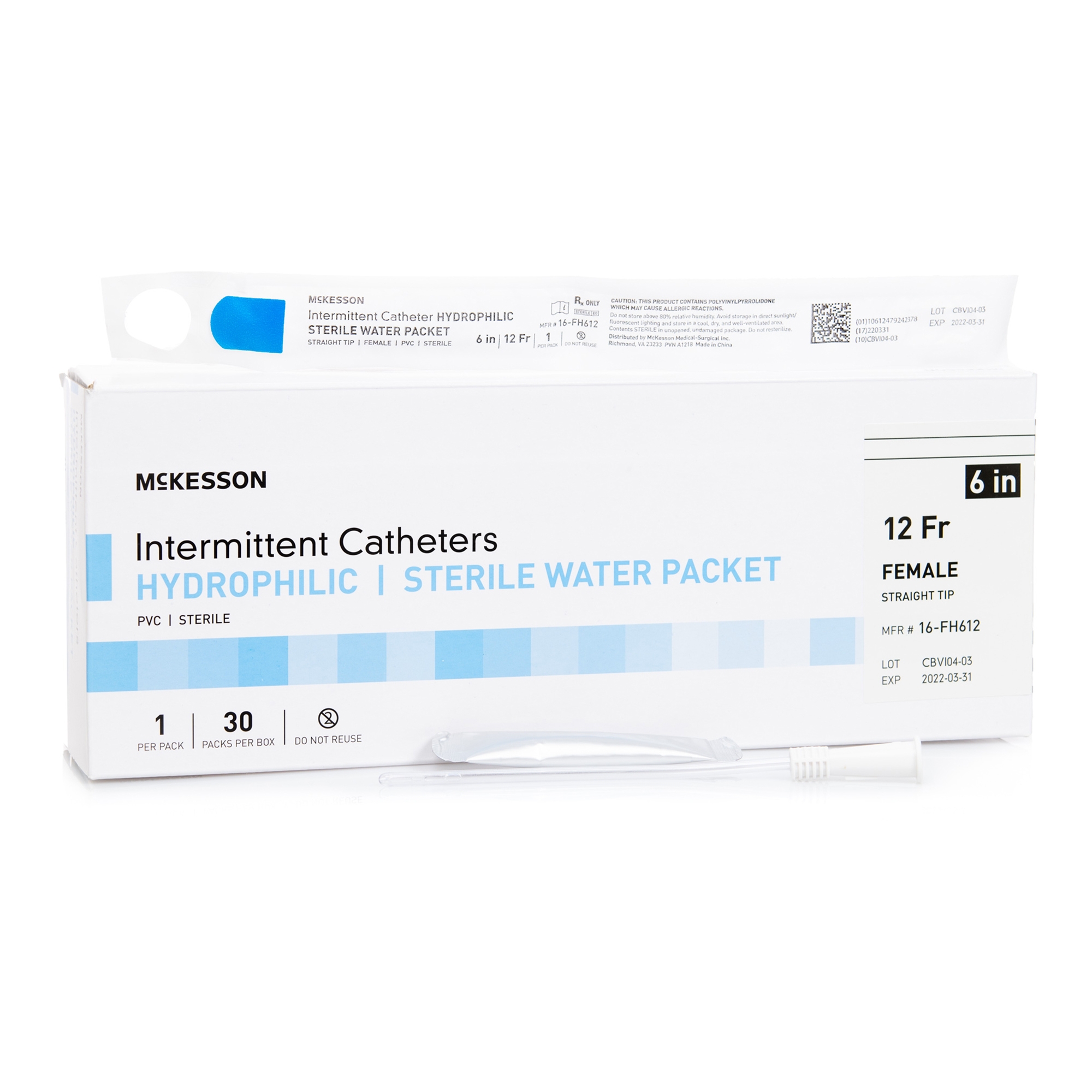 McKesson Intermittent Catheter with Hydrophilic Coating For Women - Main image