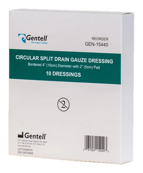 Gentell Circular Split Drain Gauze Dressing