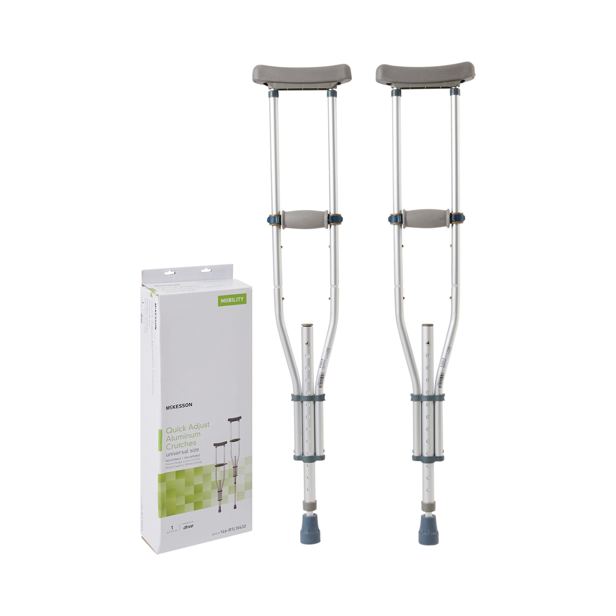 McKesson Universal Quick-Adjust Aluminum Underarm Crutches thumbnail 2
