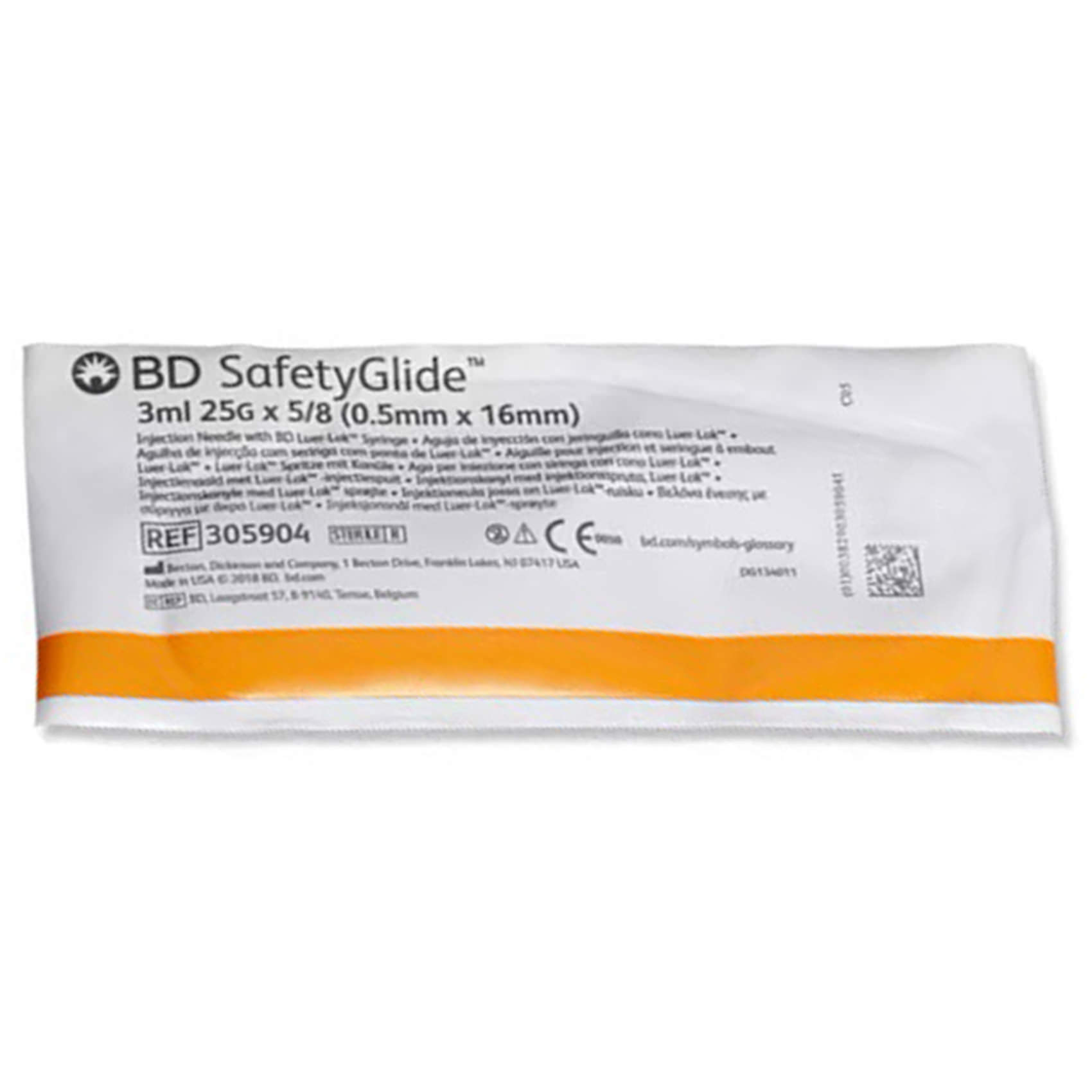 BD SafetyGlide 3mL Syringe, 25G x 5/8