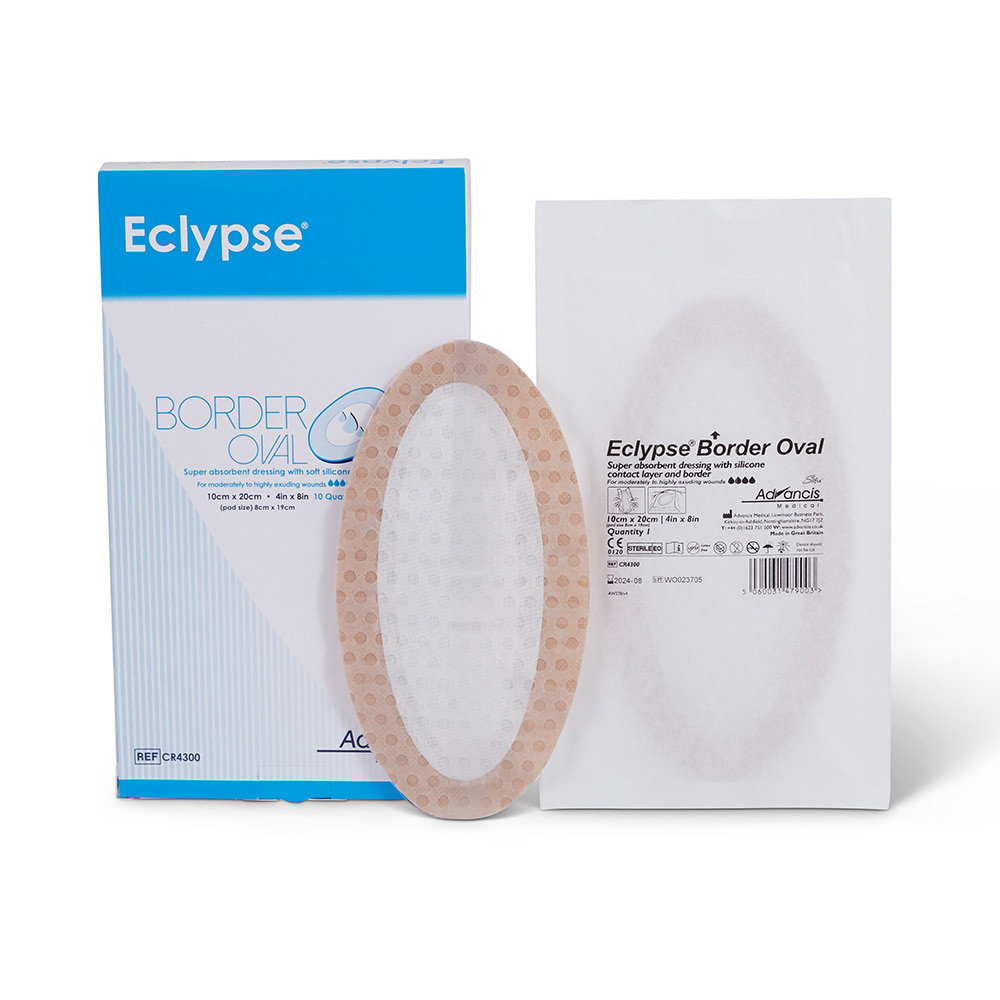 Eclypse Border Oval Super Absorbent Dressing with Soft Silicone Contact Layer