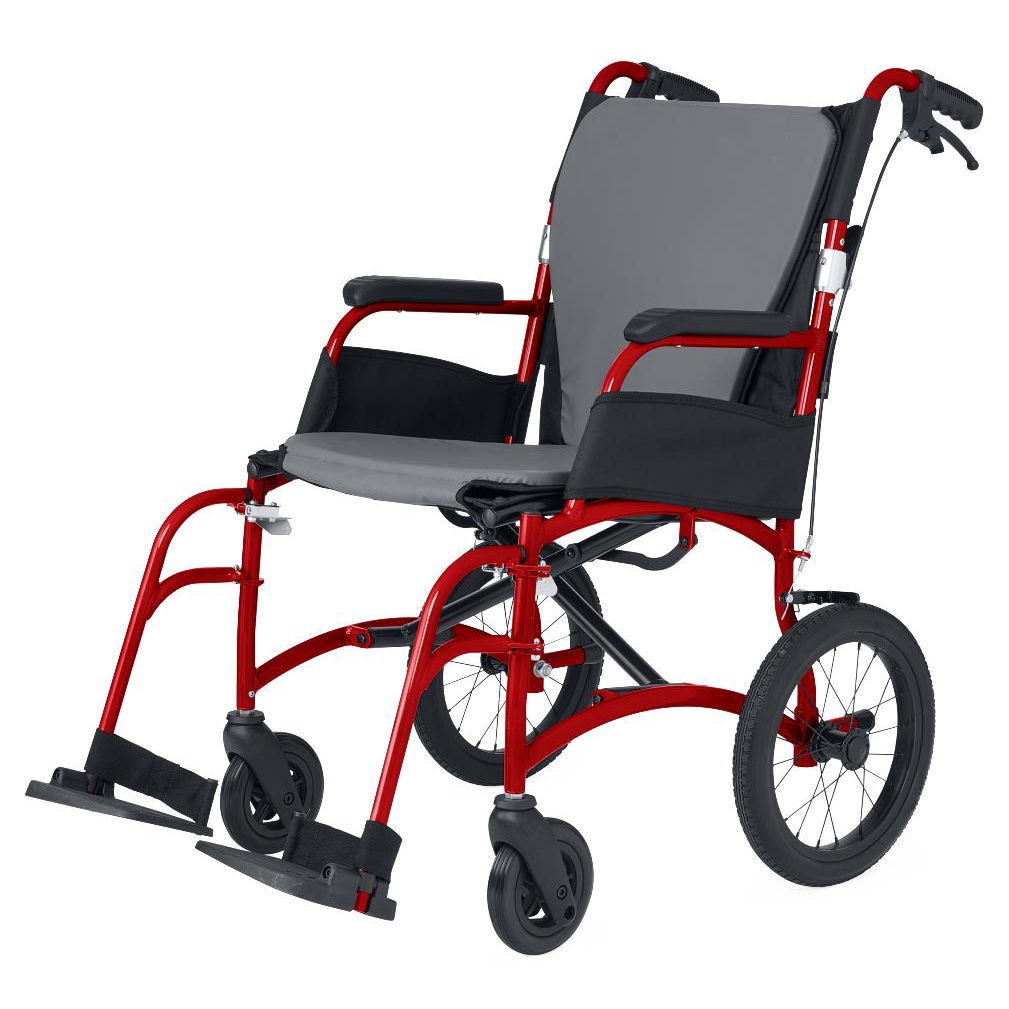 Medline Zero G Lightweight Transport Chair, Red | 250 lbs