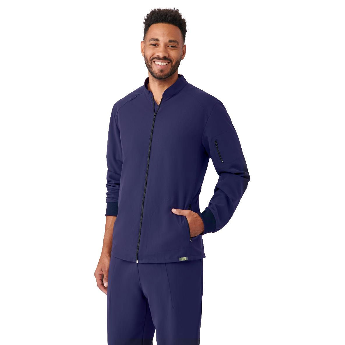 Medline Crosby AVE Men's 3-Pocket Athletic Scrub Jacket, Navy