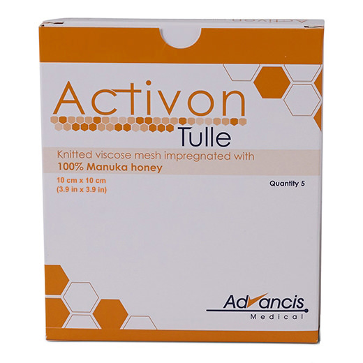knitted viscose primary dressing Activon Tulle Manuka Honey Wound 13/14 years