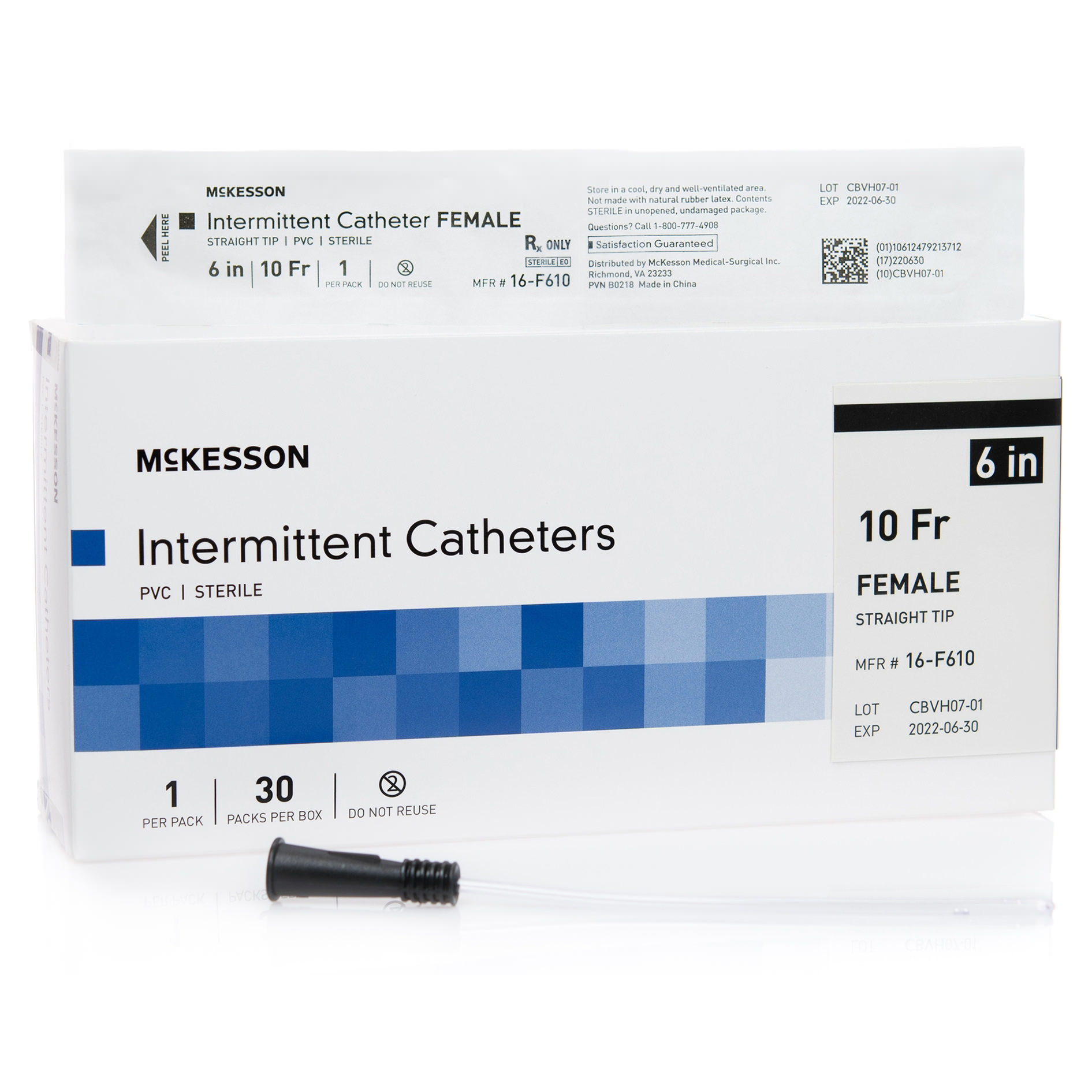 McKesson Uncoated PVC Urethral Catheter, Female