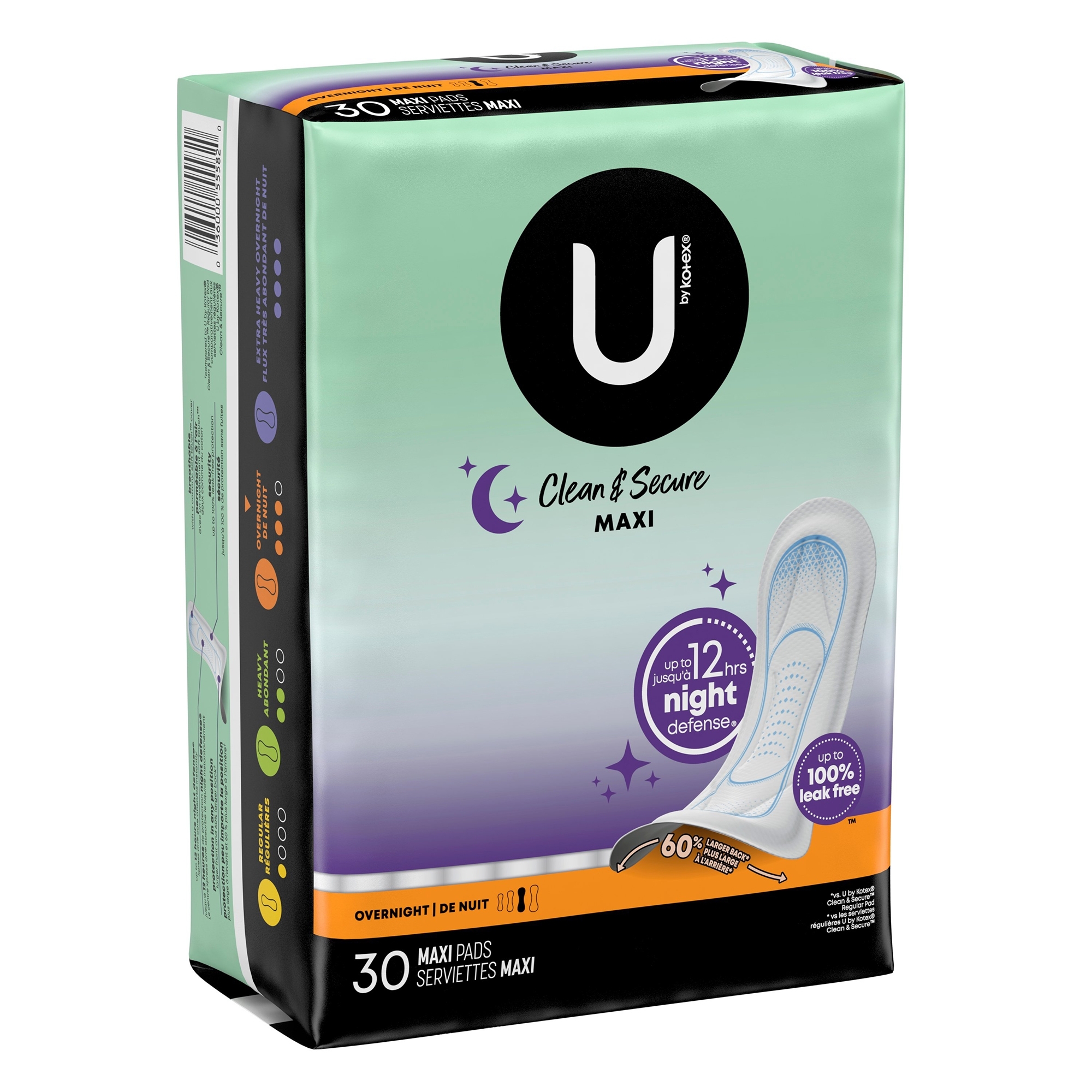 U by Kotex Clean & Secure Overnight Maxi Pads