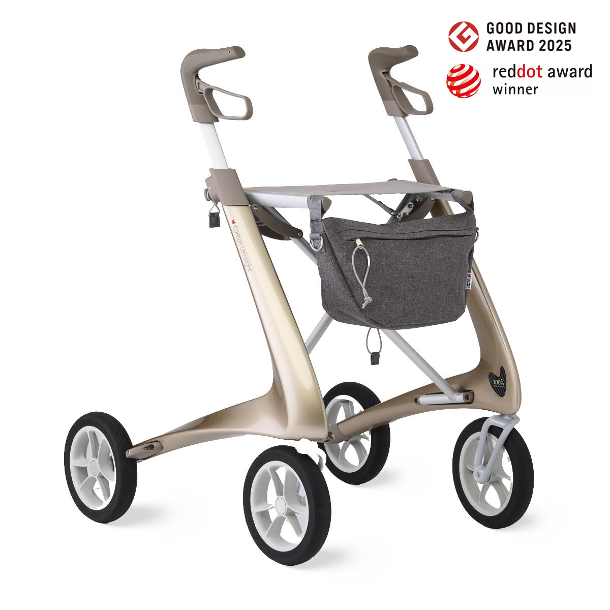 ByAcre Carbon Fiber Ultralight Rollator - Lightweight Mobility Aid