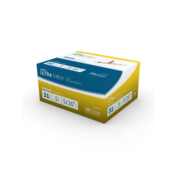 AIMSCO Ultra Thin II Standard U-100 Insulin Syringe with Needle thumbnail 1