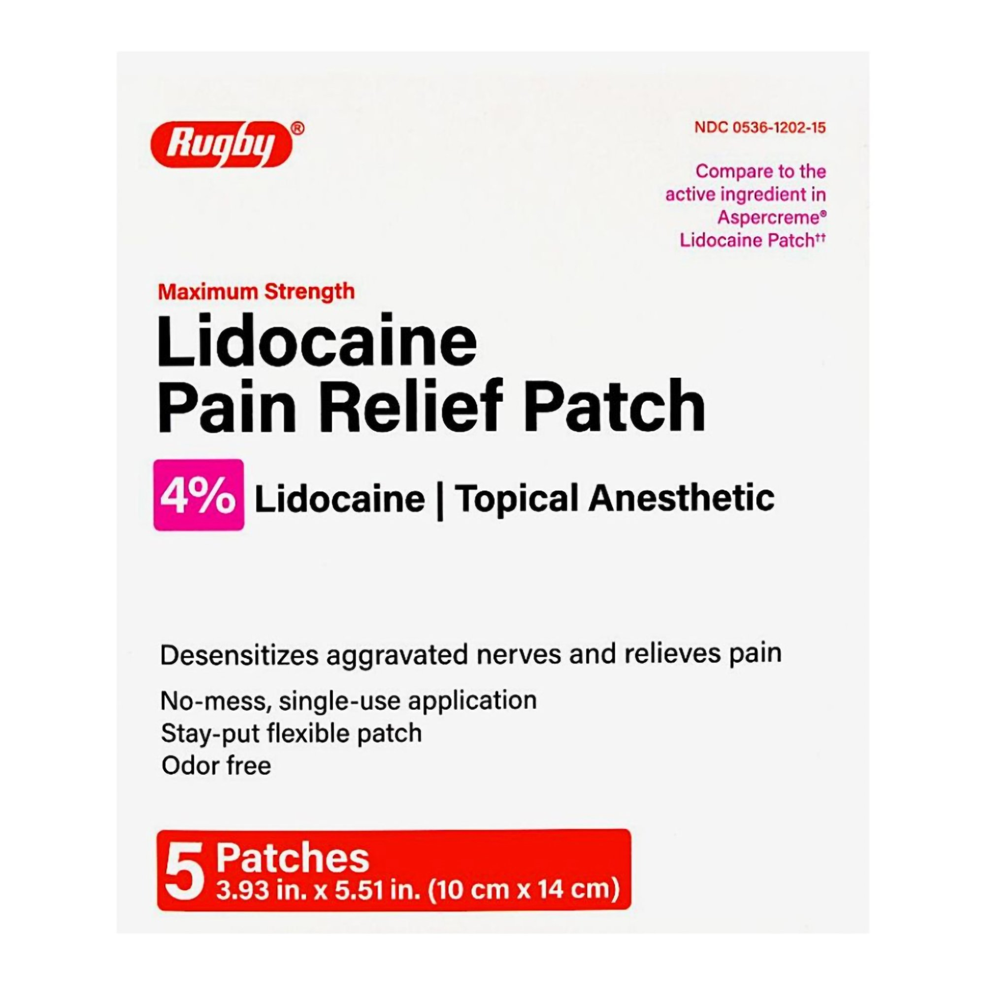 Major Rugby lidocaine pain relief 4% patch - Main image