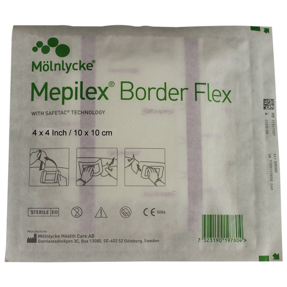 Mepilex Border Flex 4x4 Foam Dressing | Safetac Technology